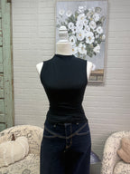 Black Mock Neck Top