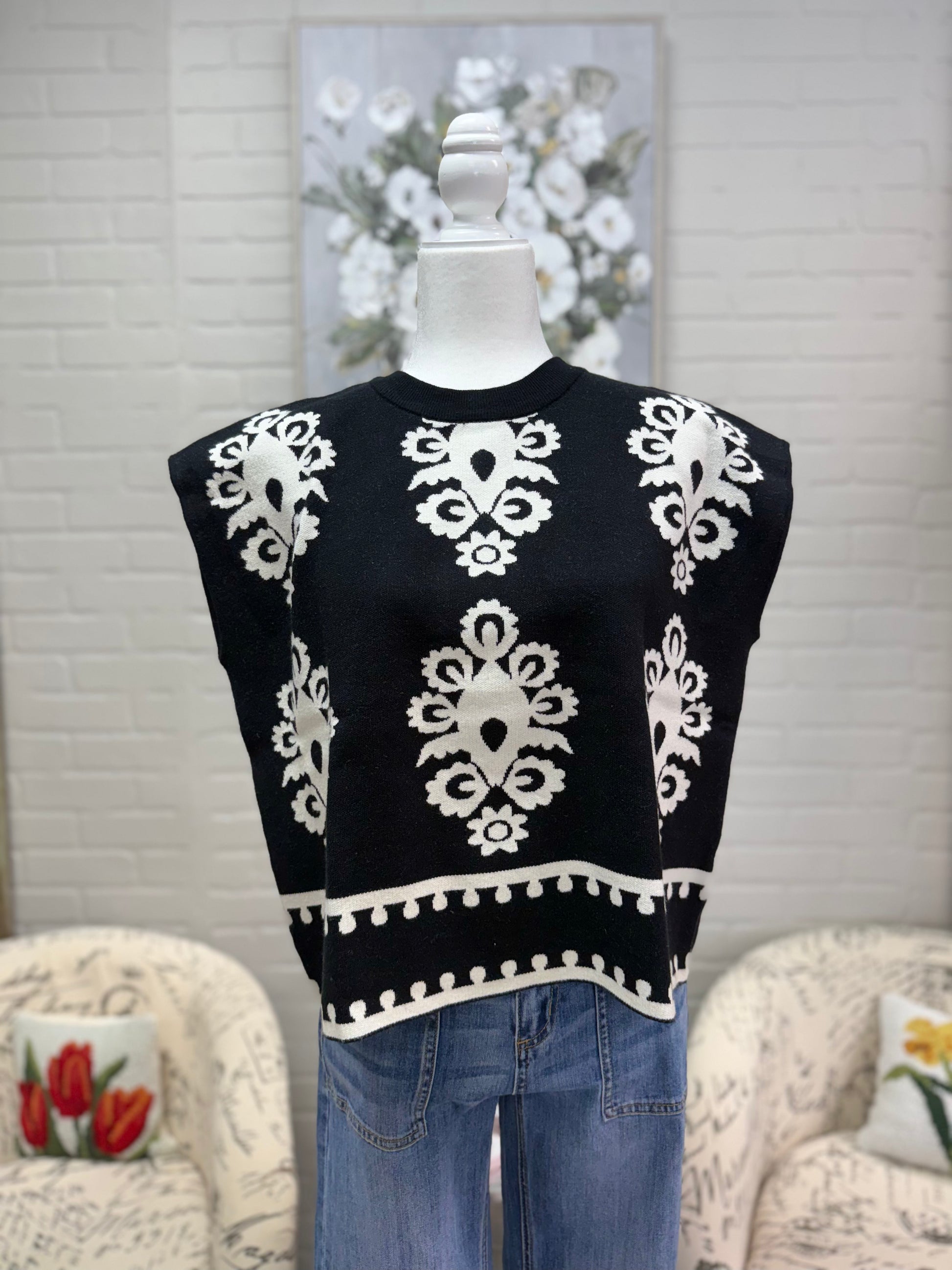 Black Damask Sweater