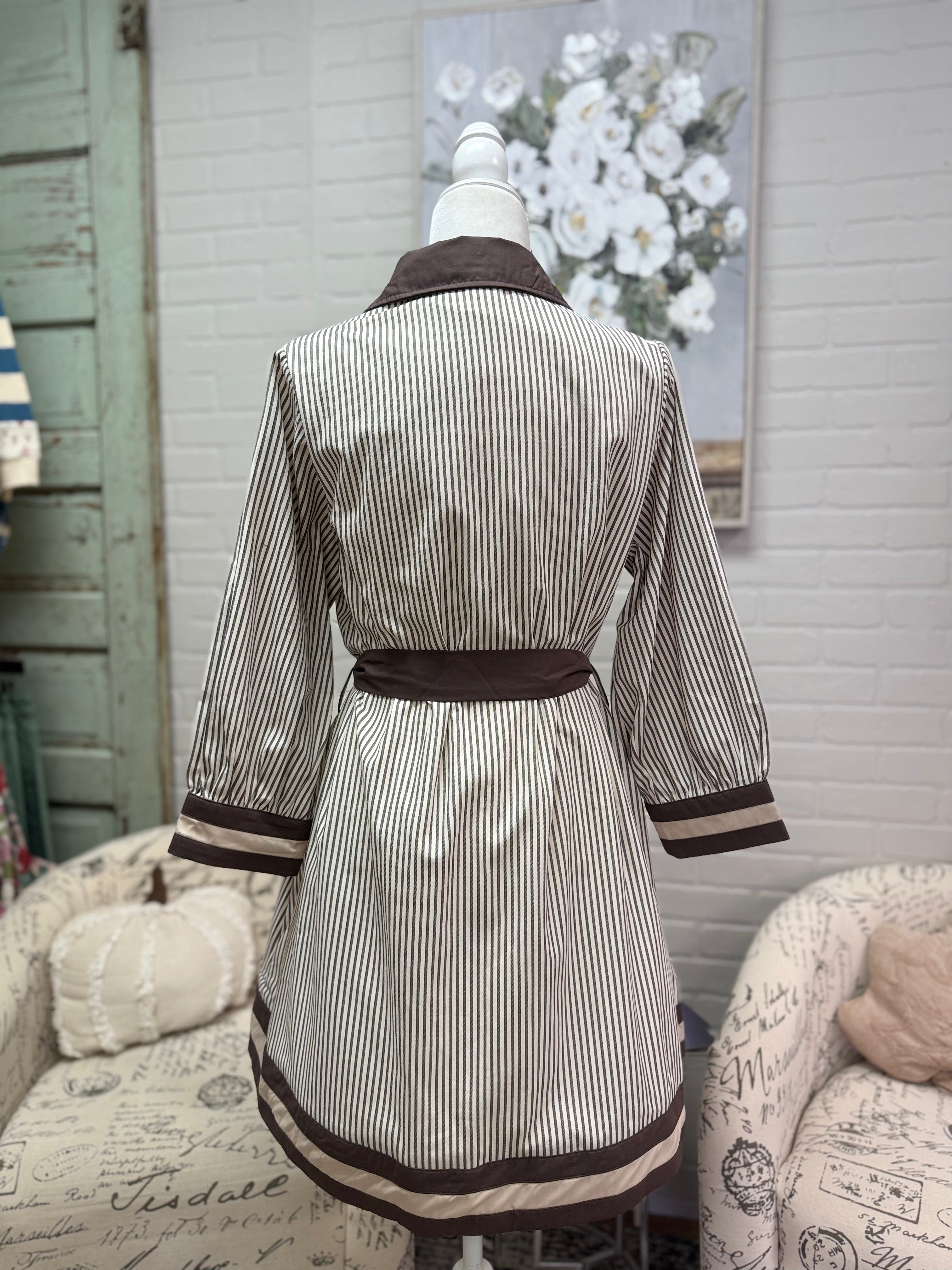 Mocha Stripe Tie Dress