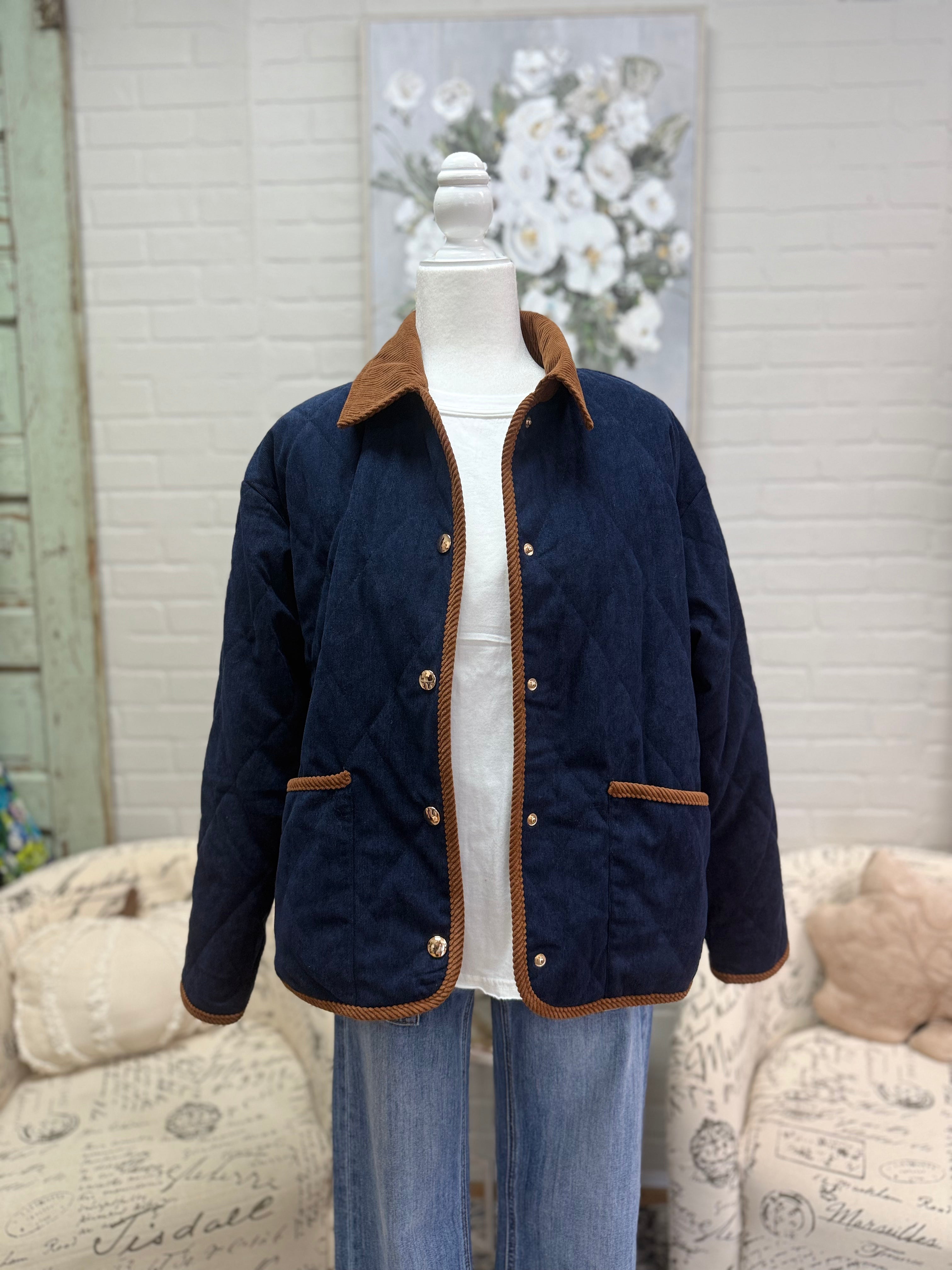 Navy Quilted Jacket