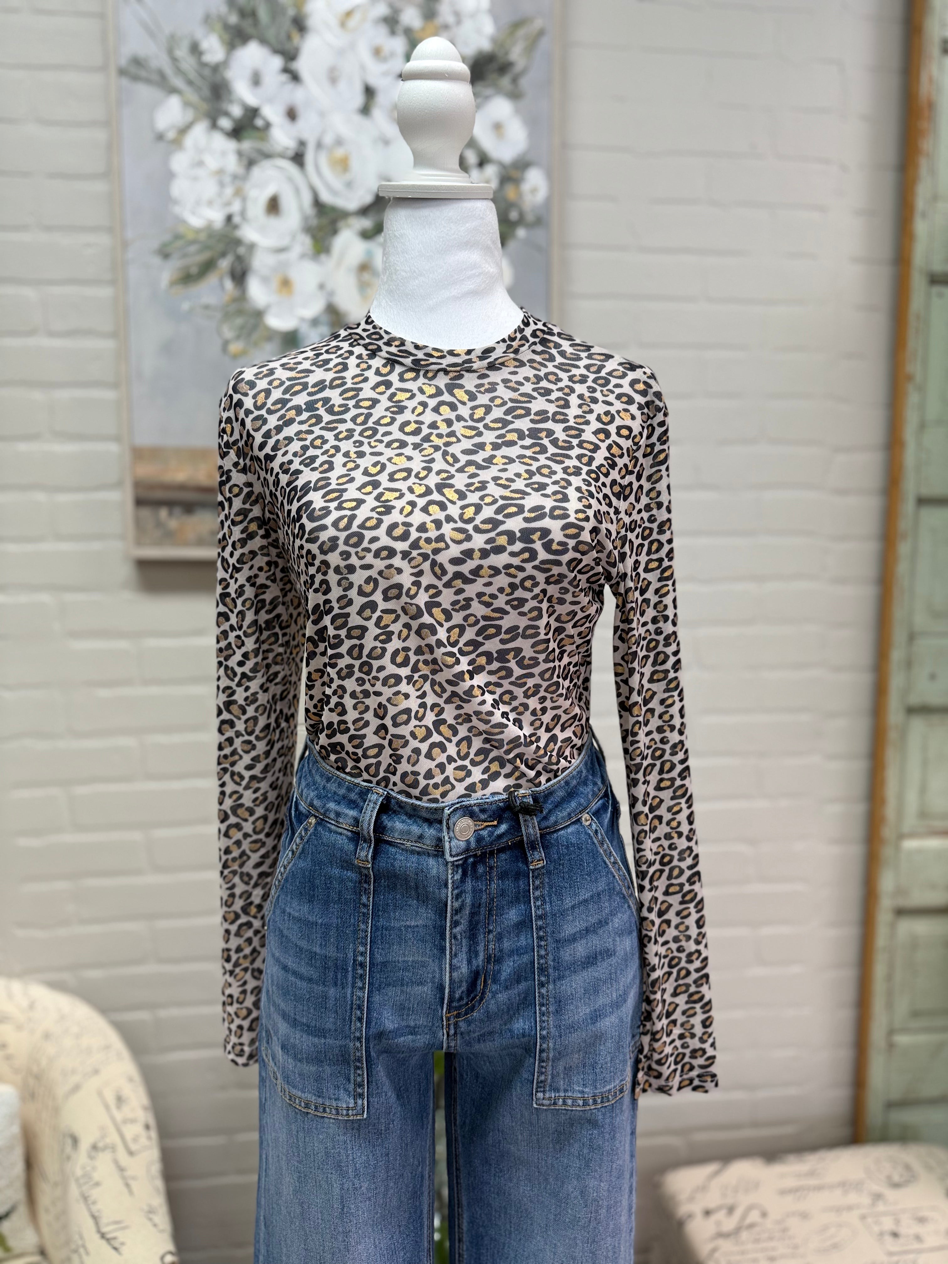 Leopard Mesh Top