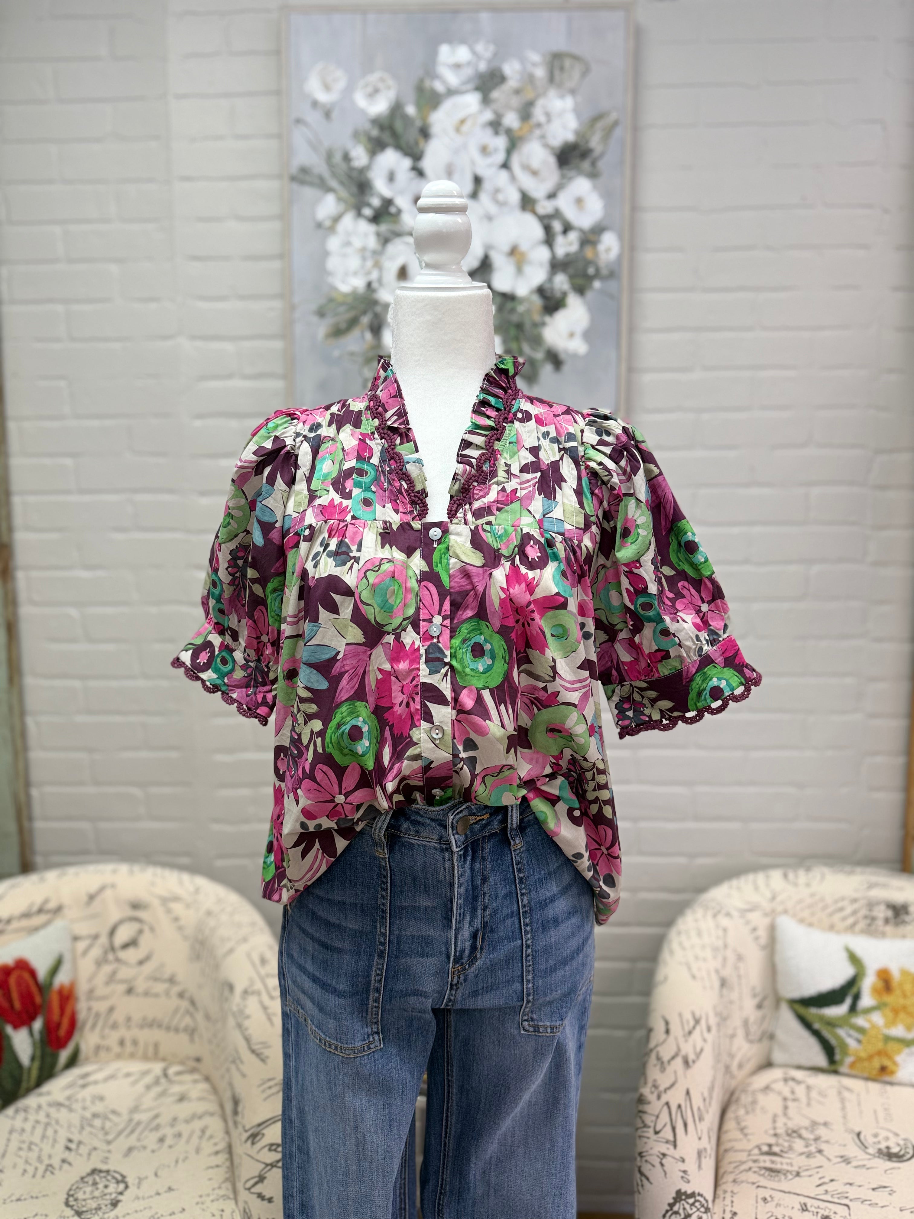 Plum Multi-Floral Top