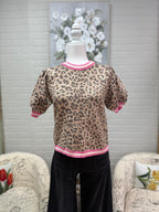 Leopard Sweater w/ Pink Band