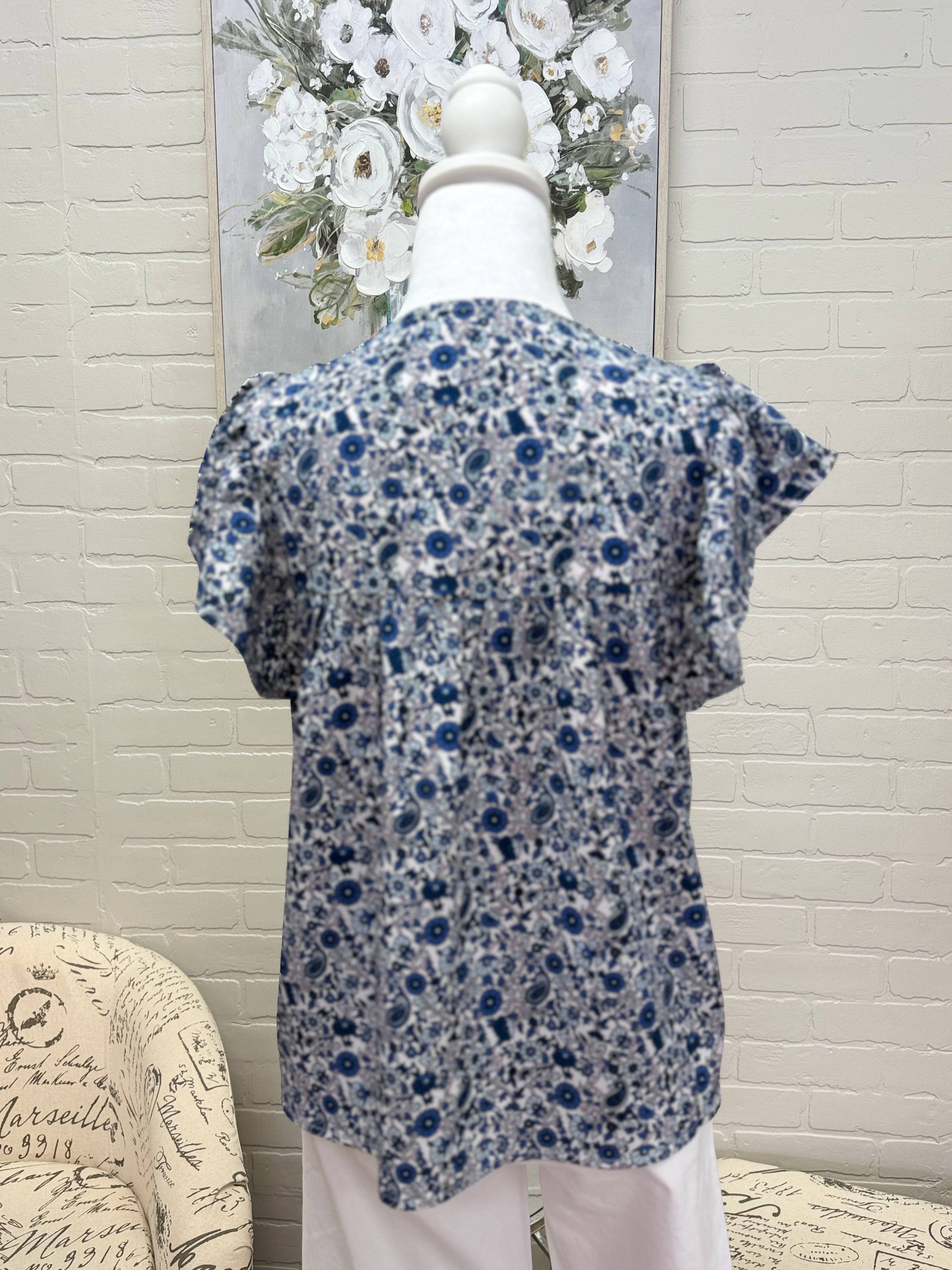 Print Embroidered Top