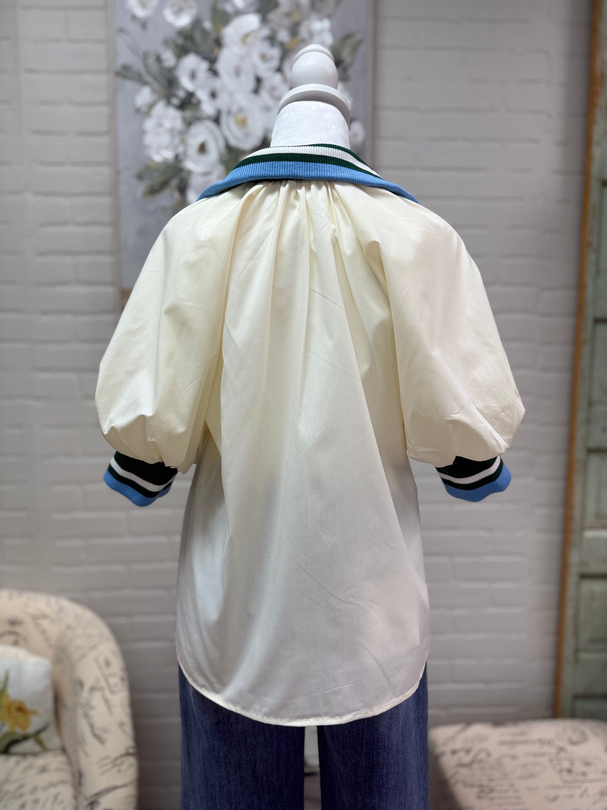 Cream Zip-Front Top