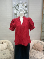 Red Embroidered Top