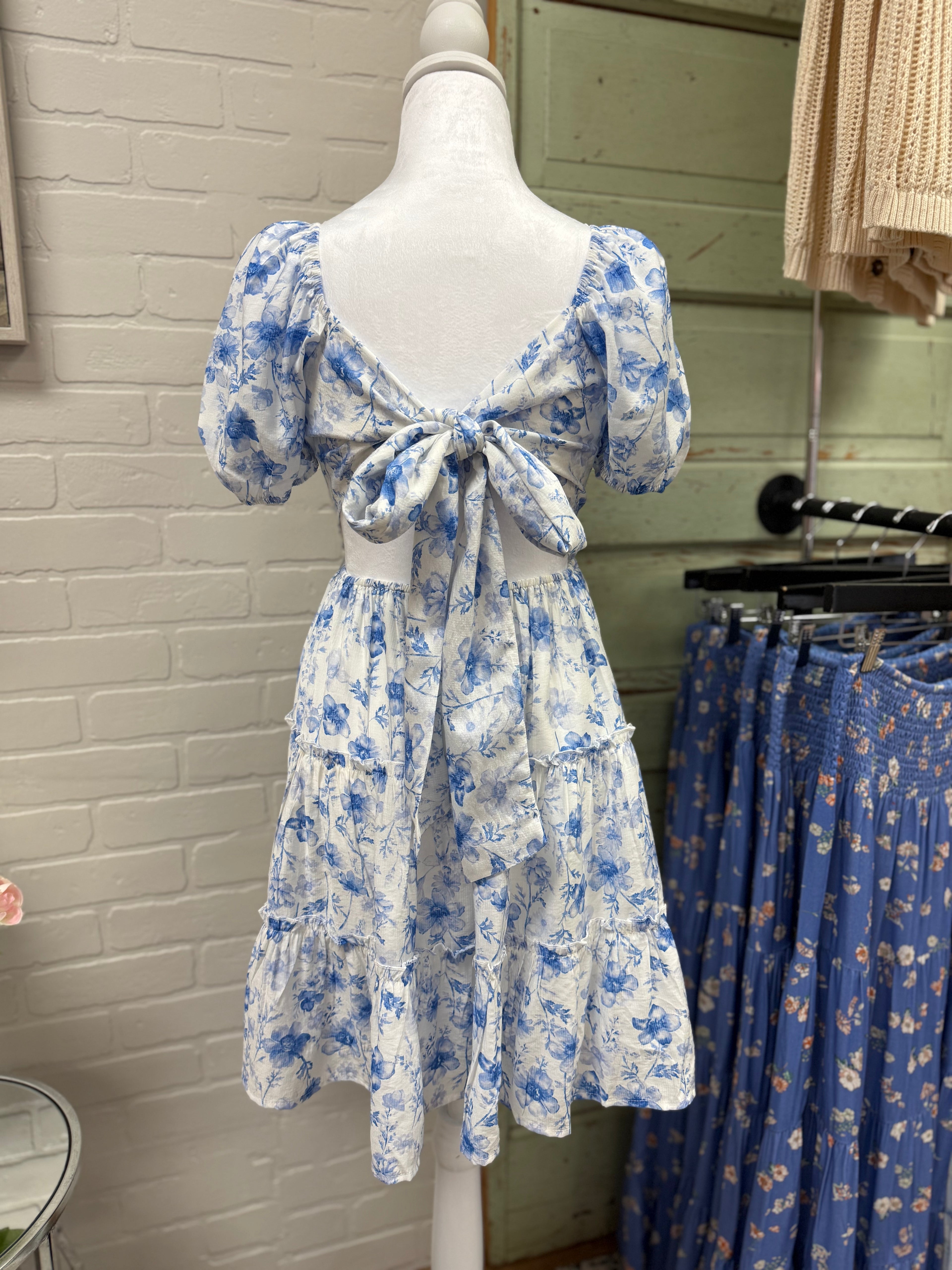 Blue Floral Mini Dress