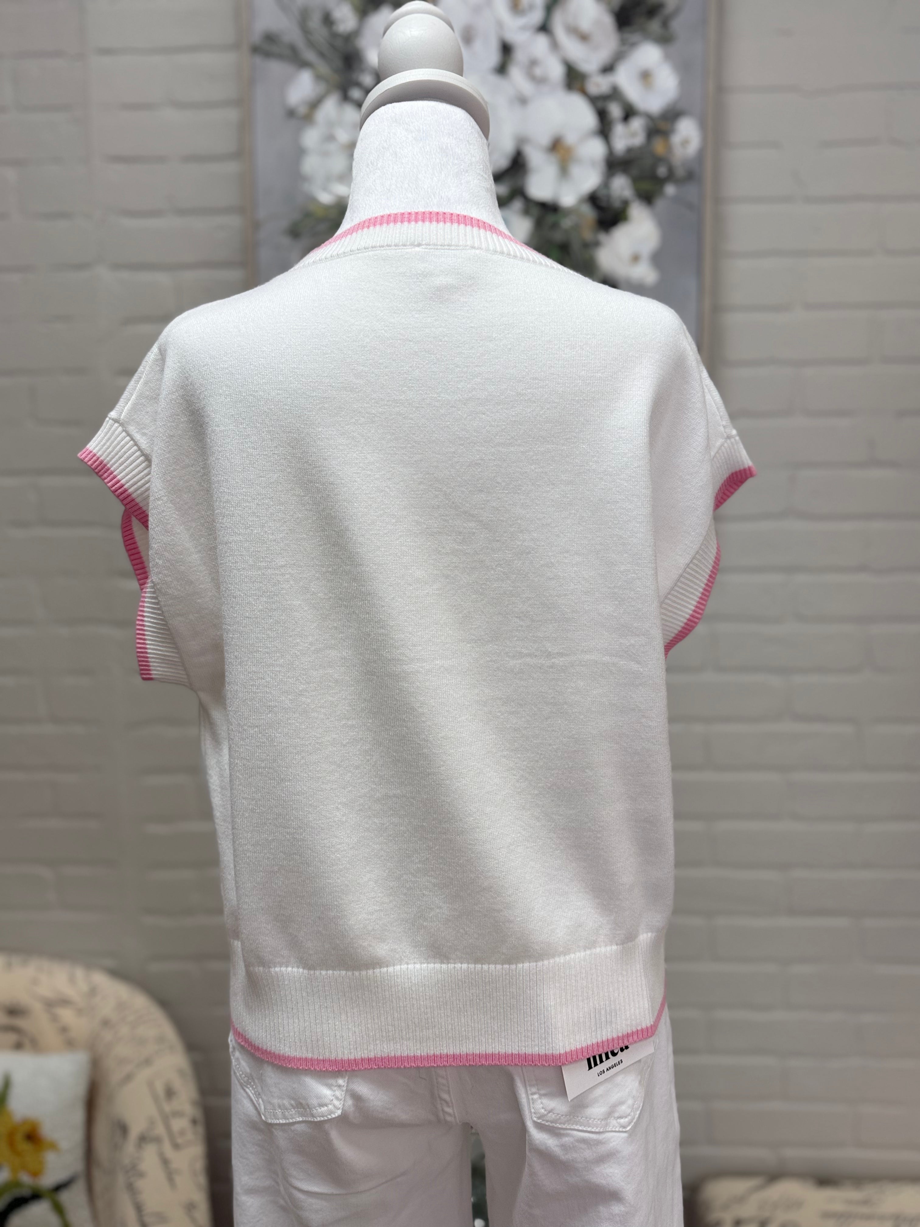 White and Pink Gameday Sweater