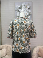 Olive Ruffle Printed Top