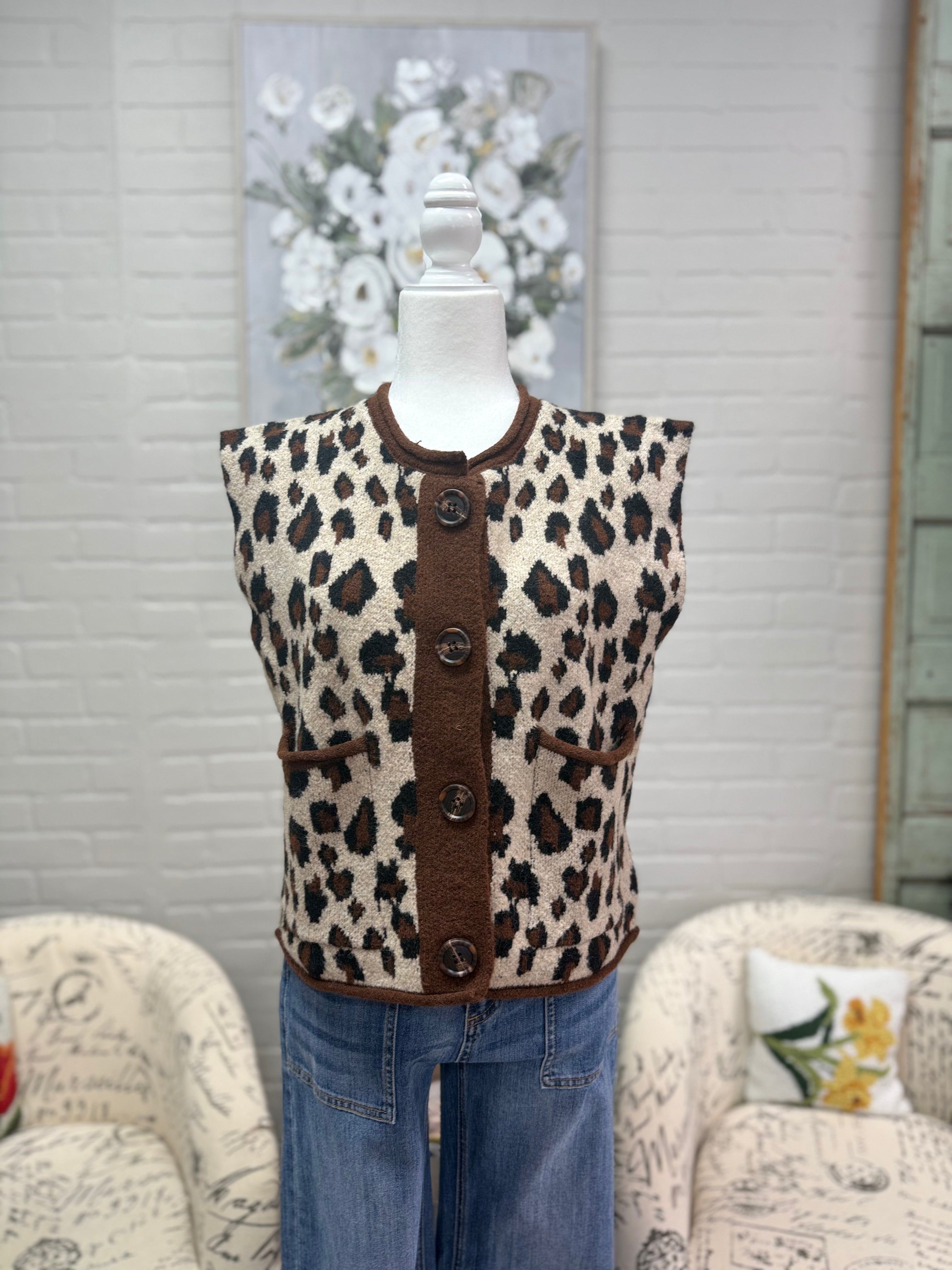 Leopard Sleeveless Sweater