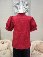 Red Embroidered Top