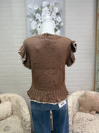 Brown Crochet Flower Cardigan
