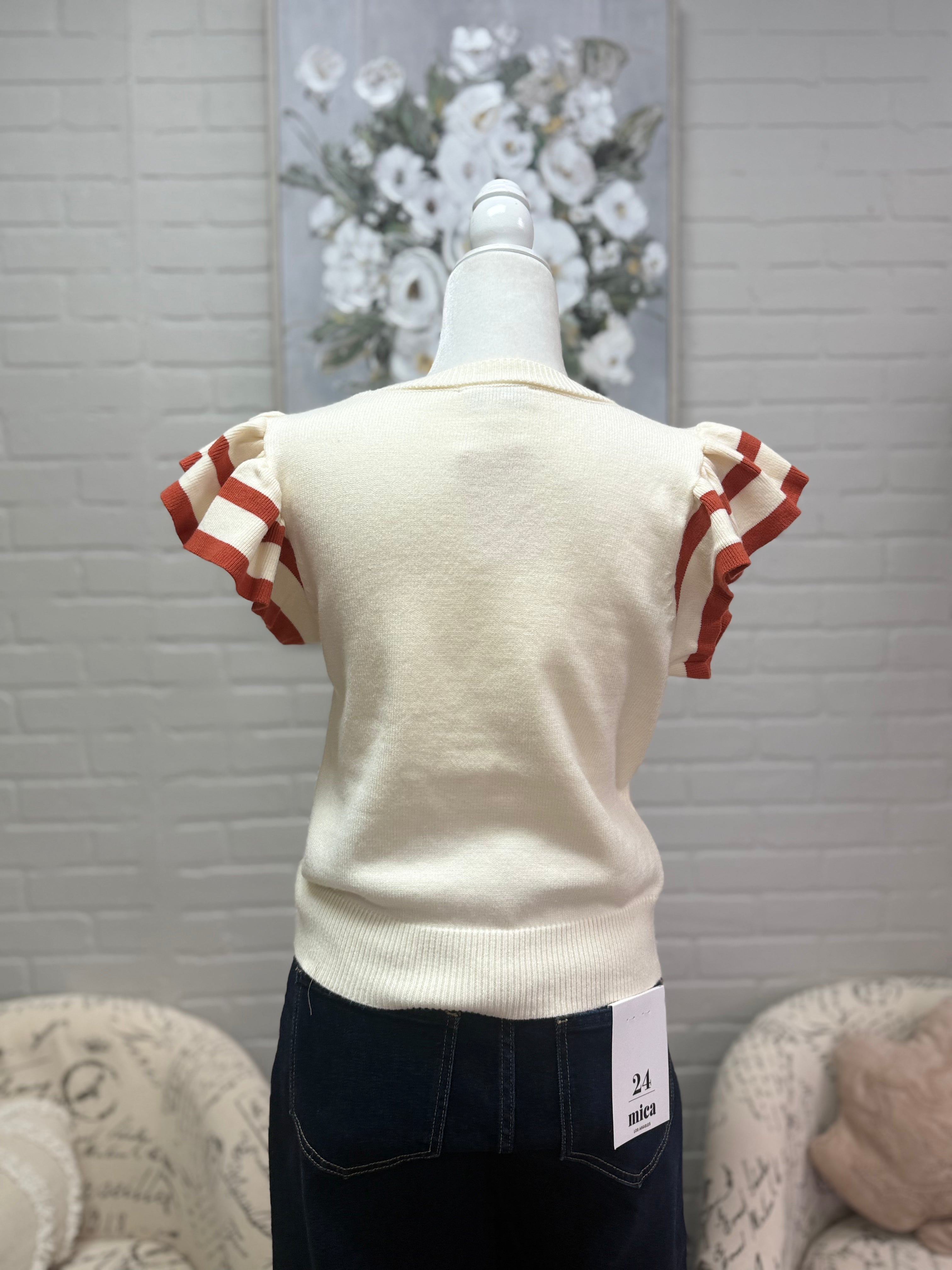 Ruffle Sleeve Pumkin Sweater