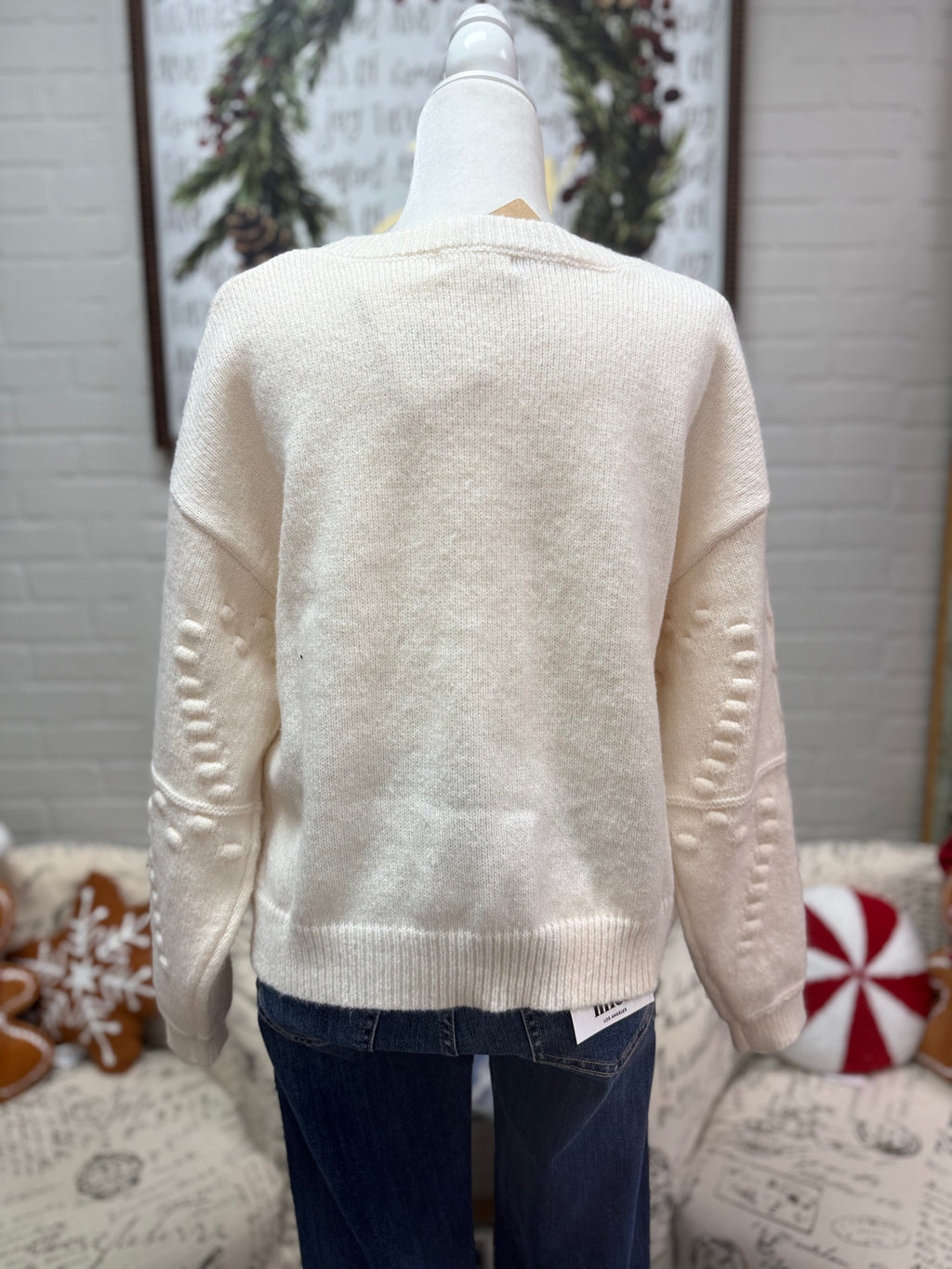 Cream Heart Sweater