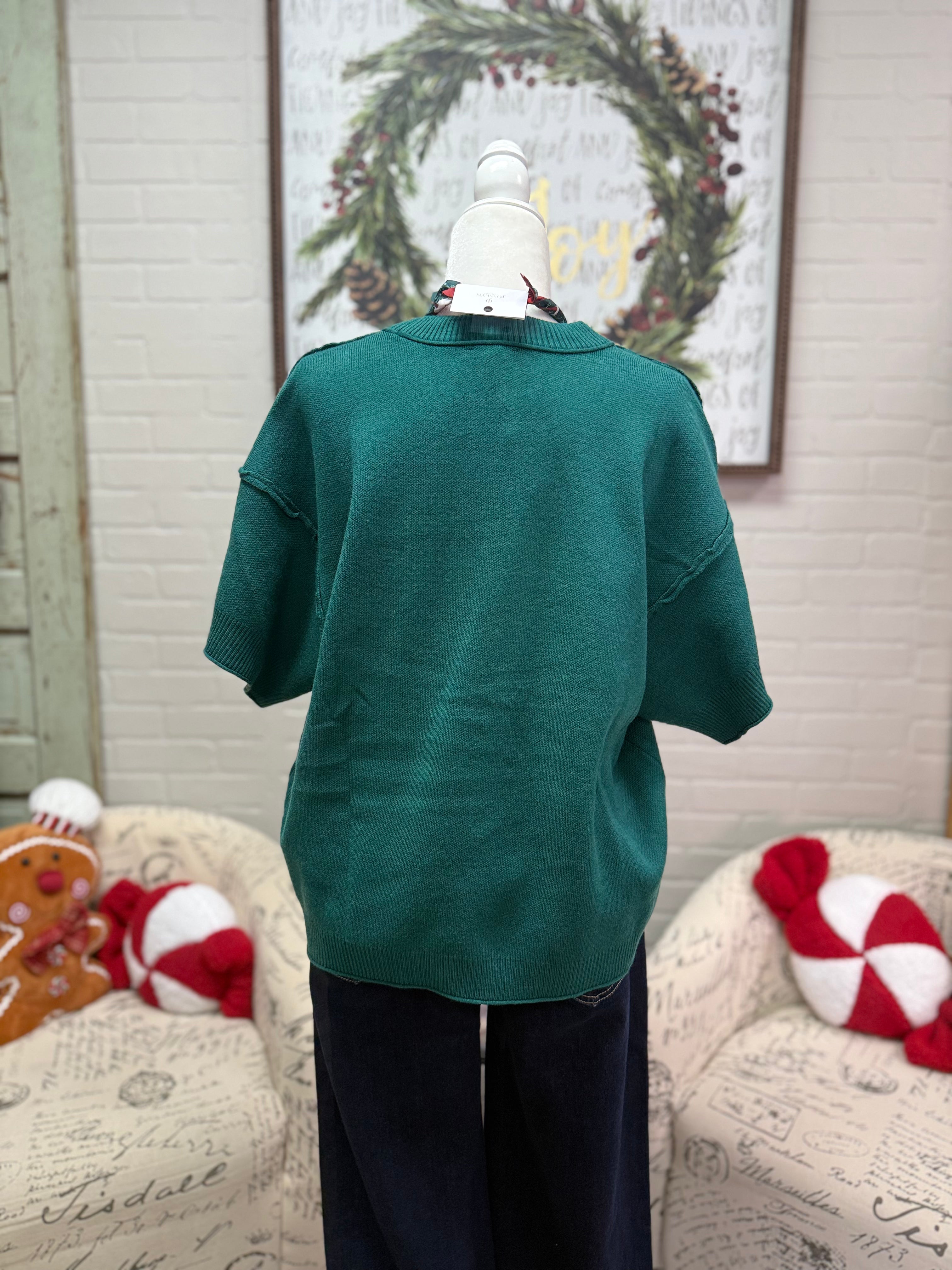 Hunter Green Short Sleeve Sweater