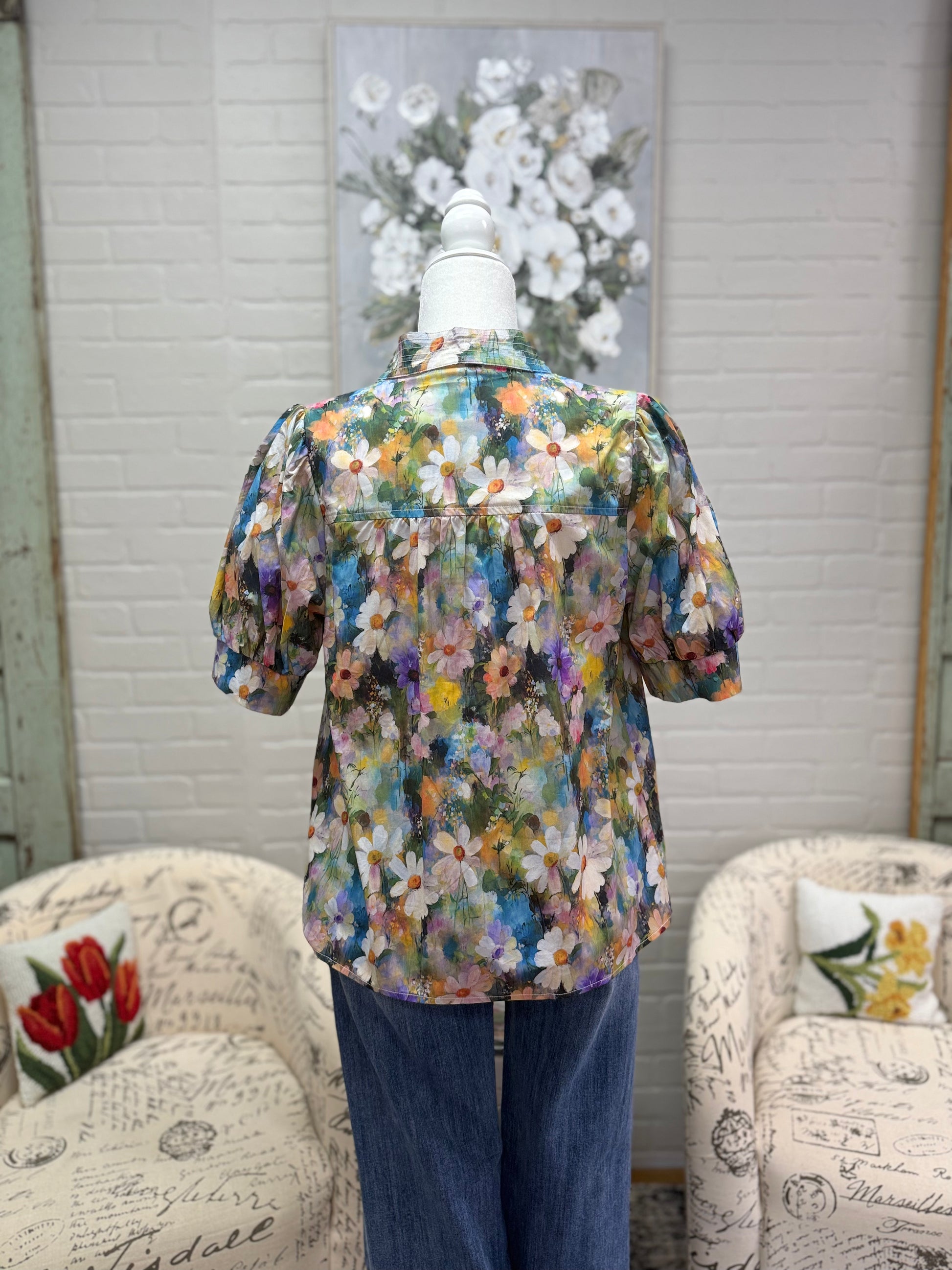 Olive Floral Top