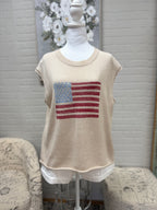 Beige USA Flag Sweater