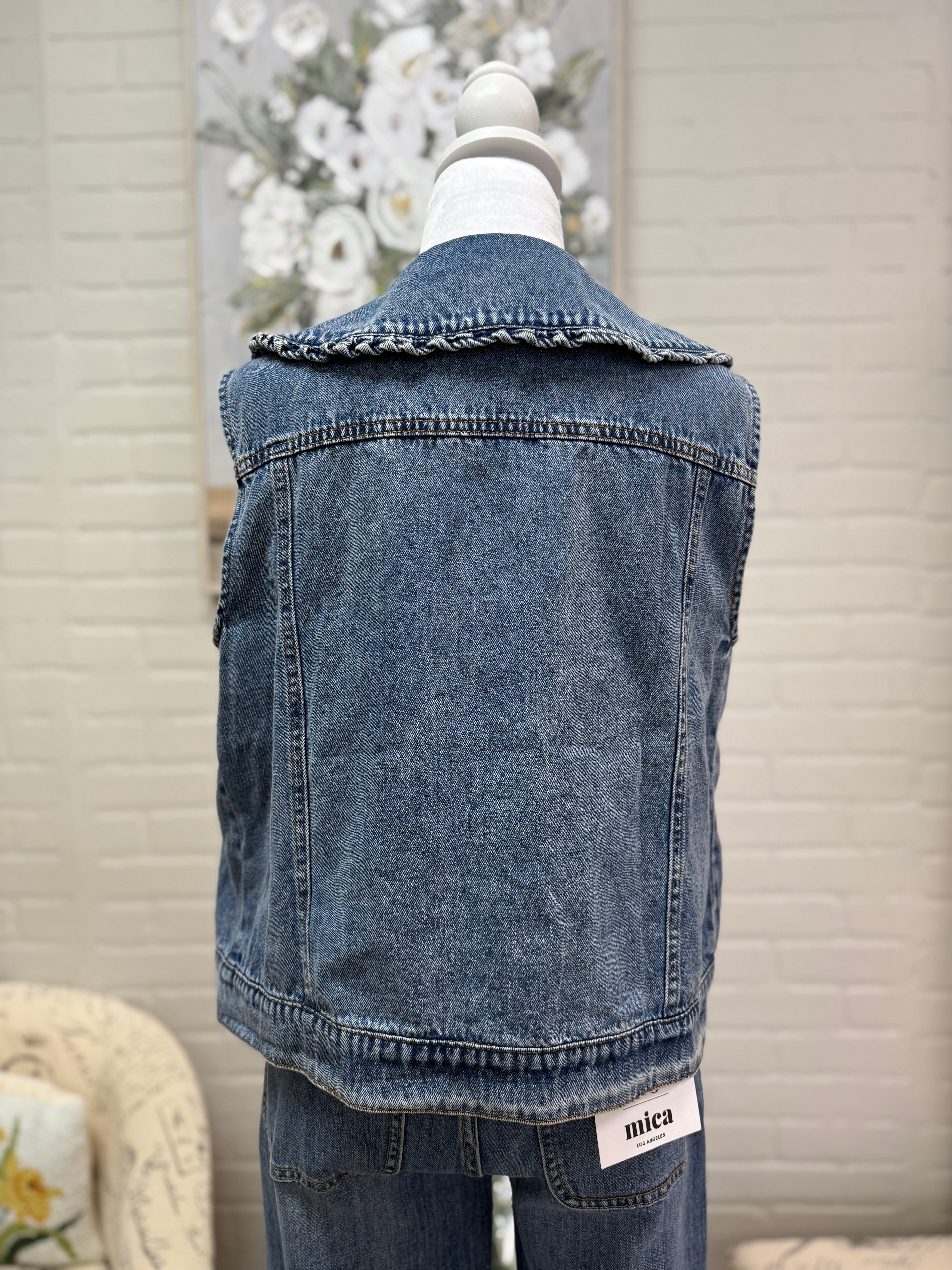 Collared Denim Vest