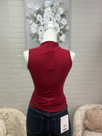 Deep Red Mock Neck Top