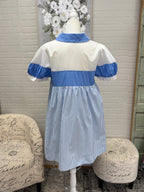 Blue Pinstriped Mini Dress