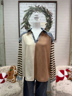 Denim Checker & Waffle Top