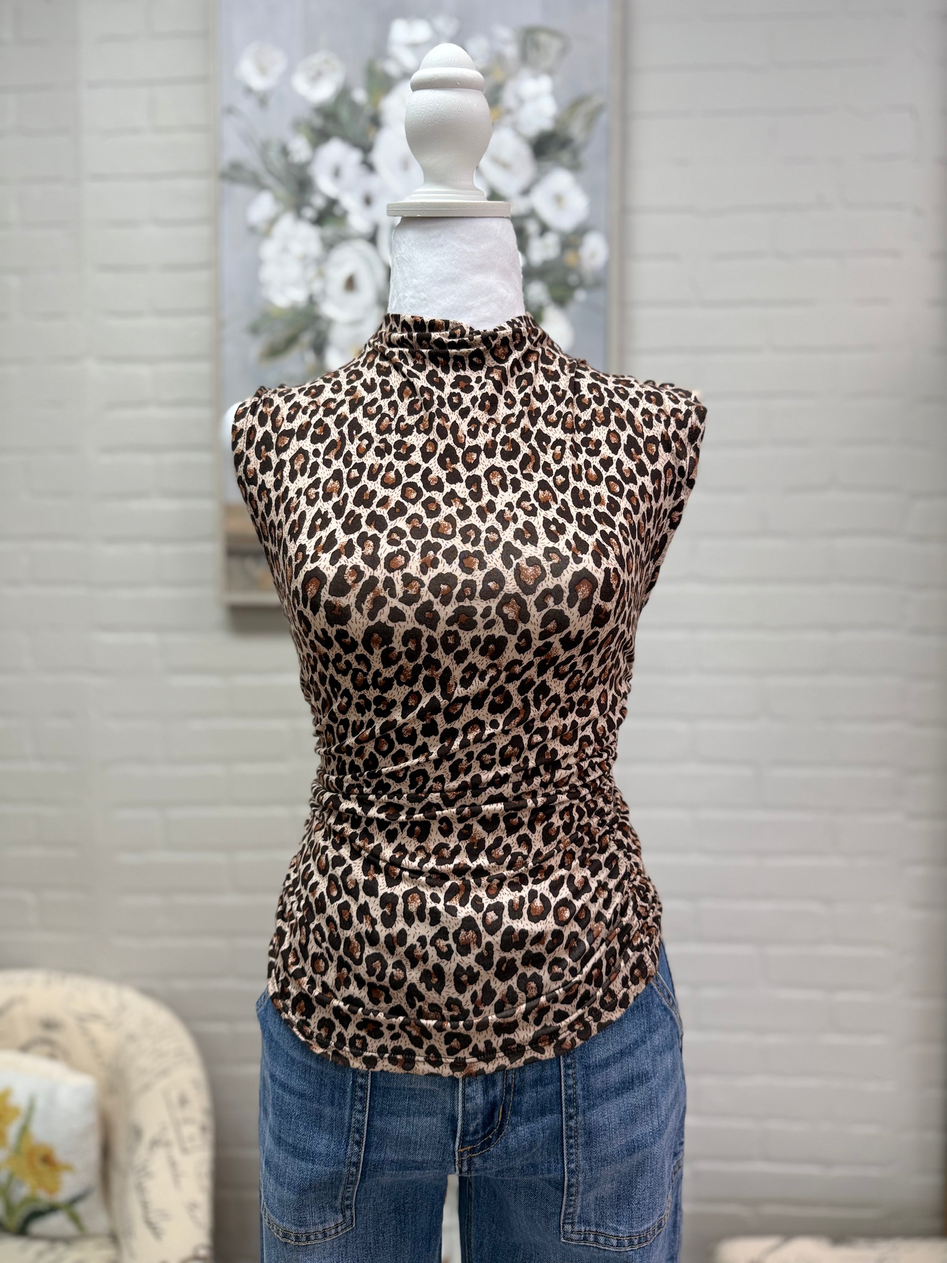 Leopard Mock Neck Top