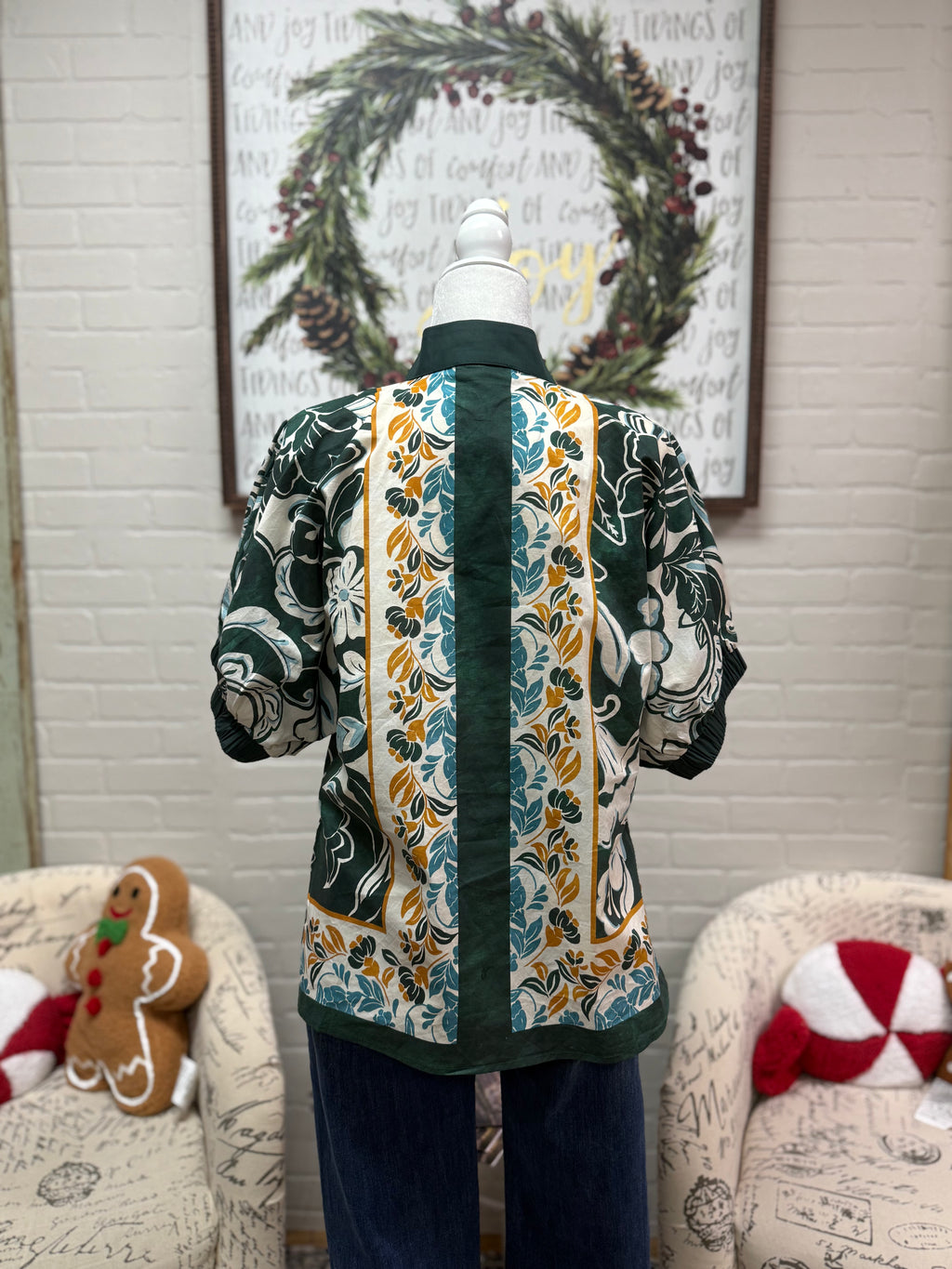 Hunter Green Floral Top