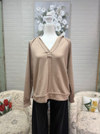 V-Neck Raw Hem Hoodie