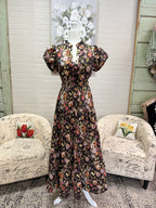 Chocolate Floral Midi Dress