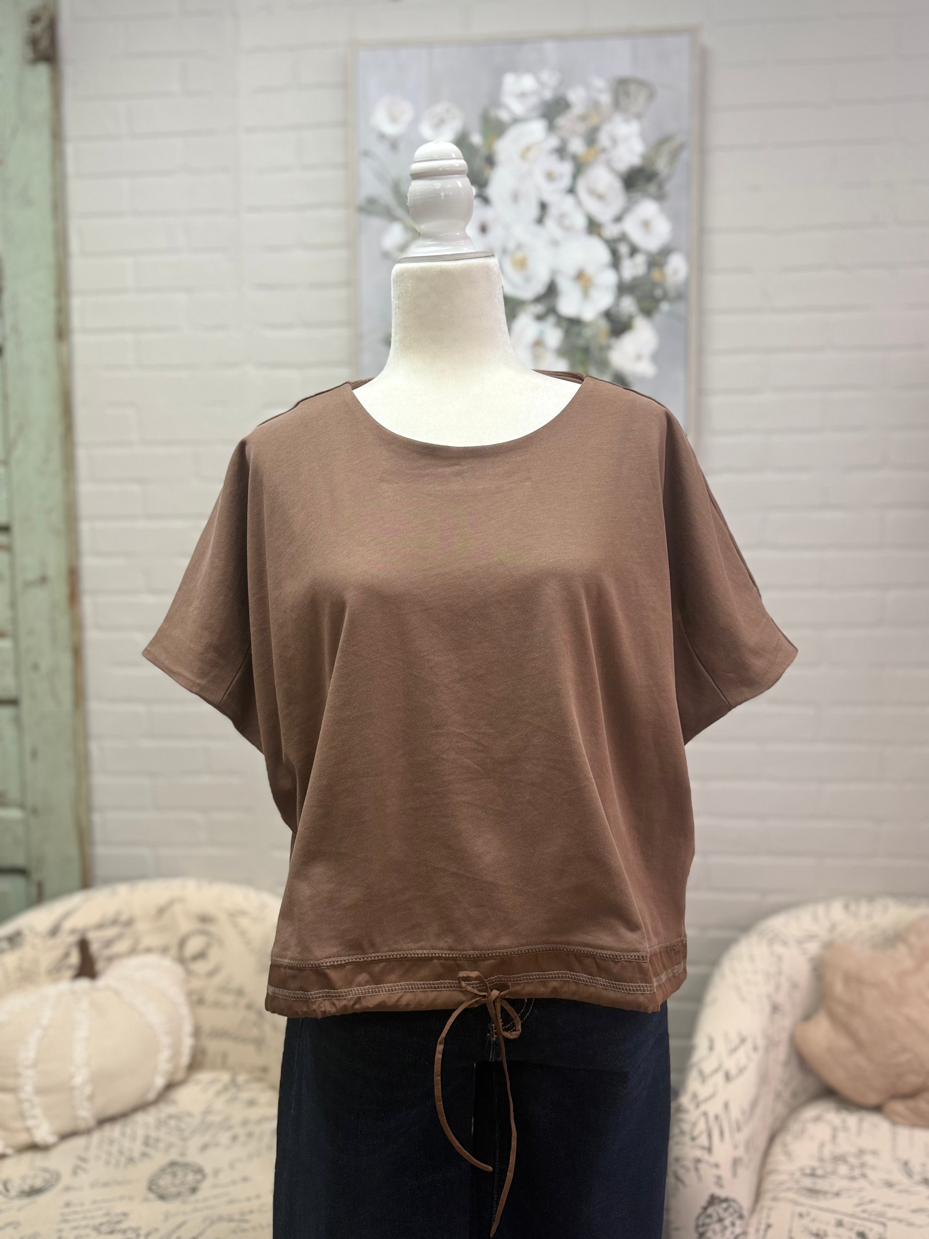 Coffee Drawstring Top