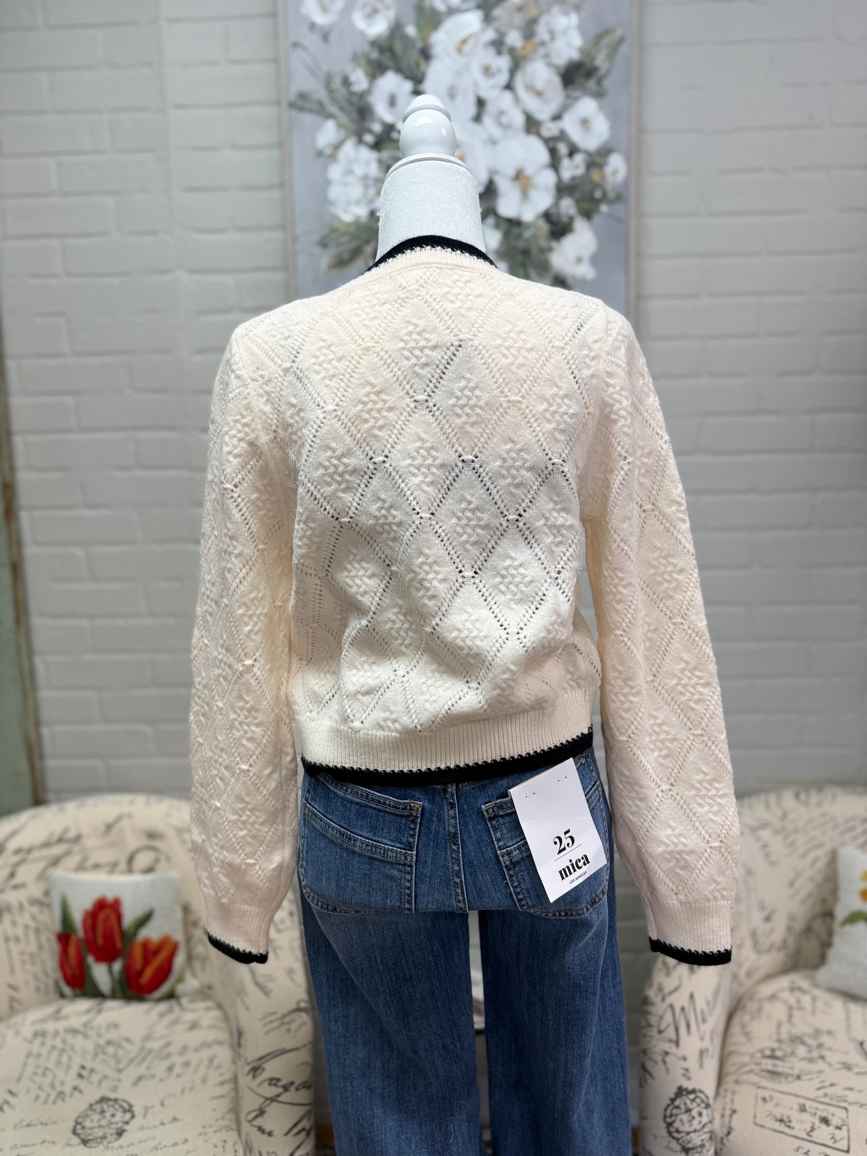 Cream Tie Cardigan