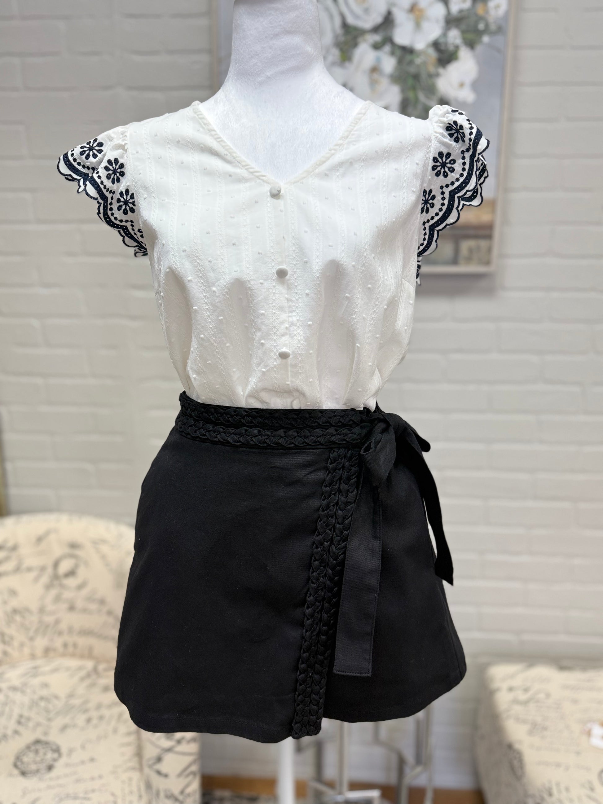 Black Braided Skort