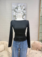 Black Boat Neck Top