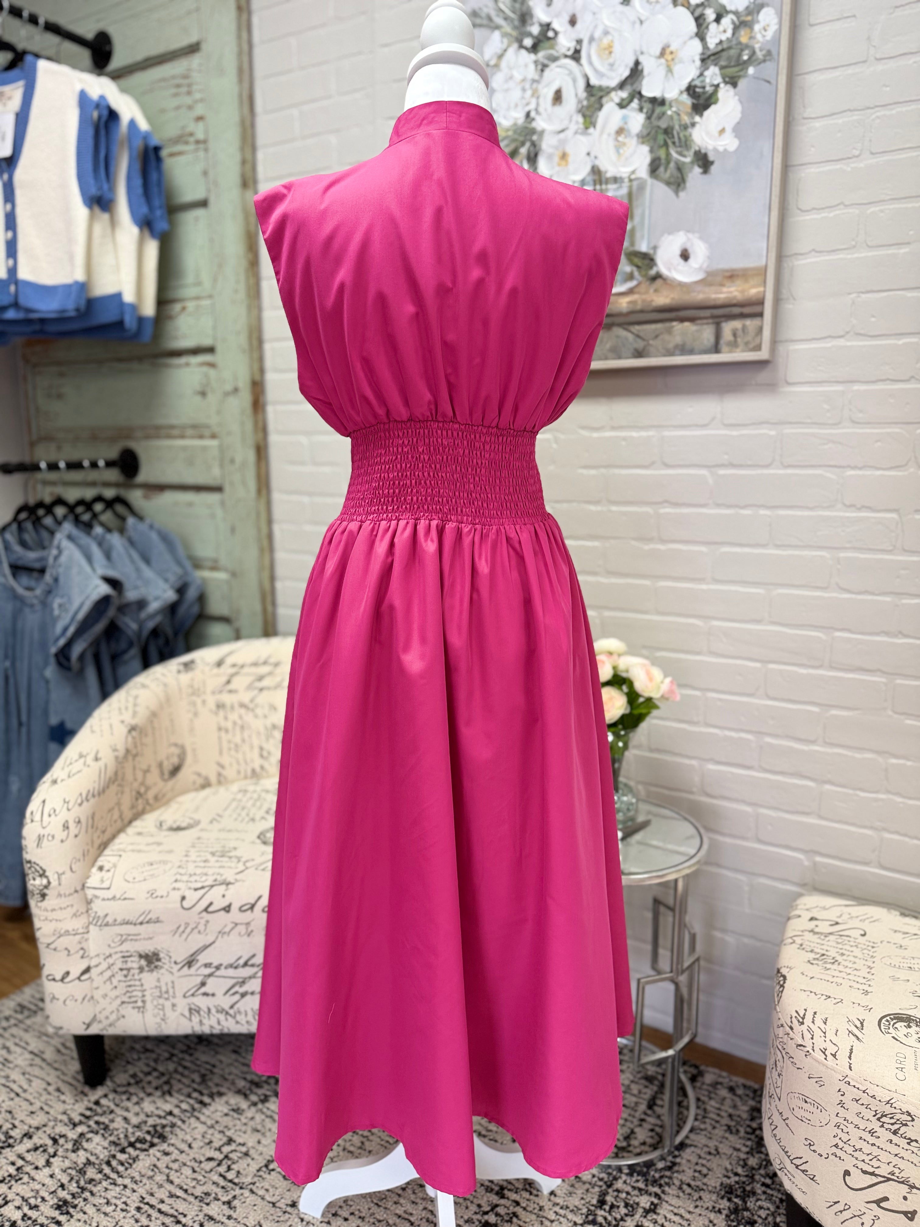 Magenta Midi Dress
