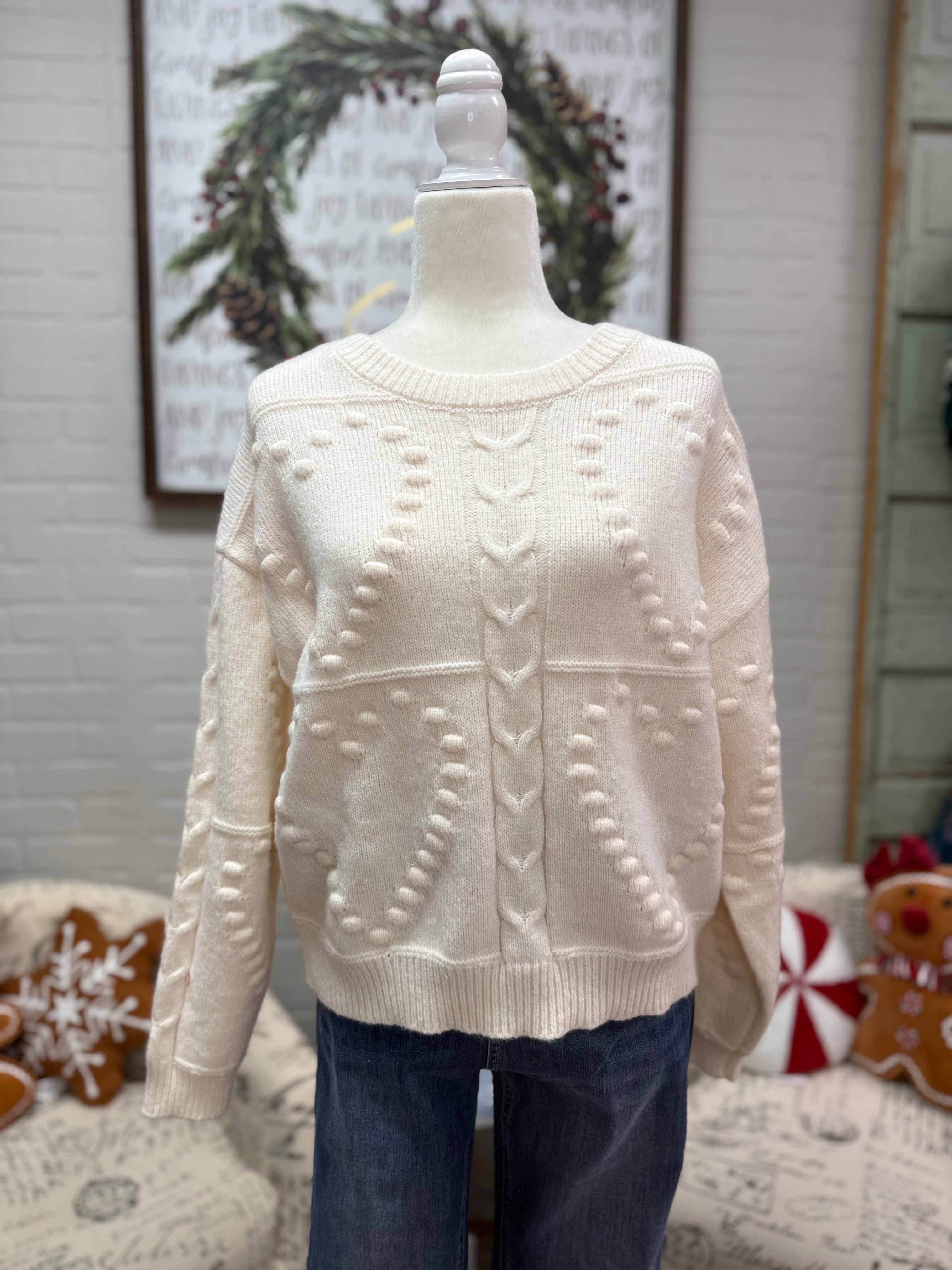 Cream Heart Sweater