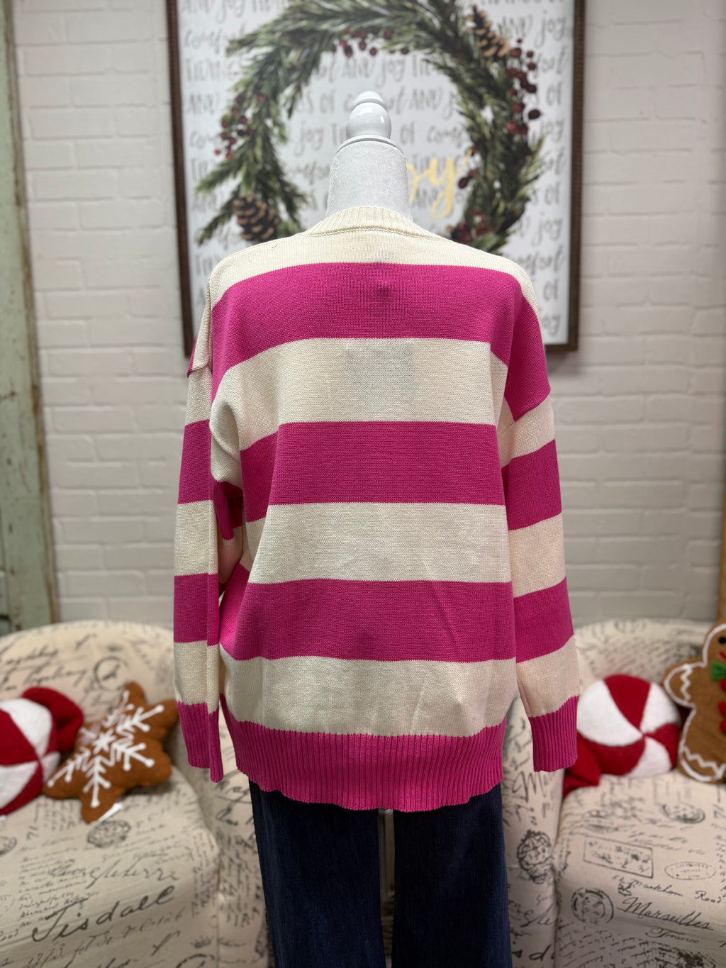 Cream & Pink Sweater