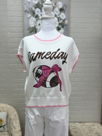 White and Pink Gameday Sweater