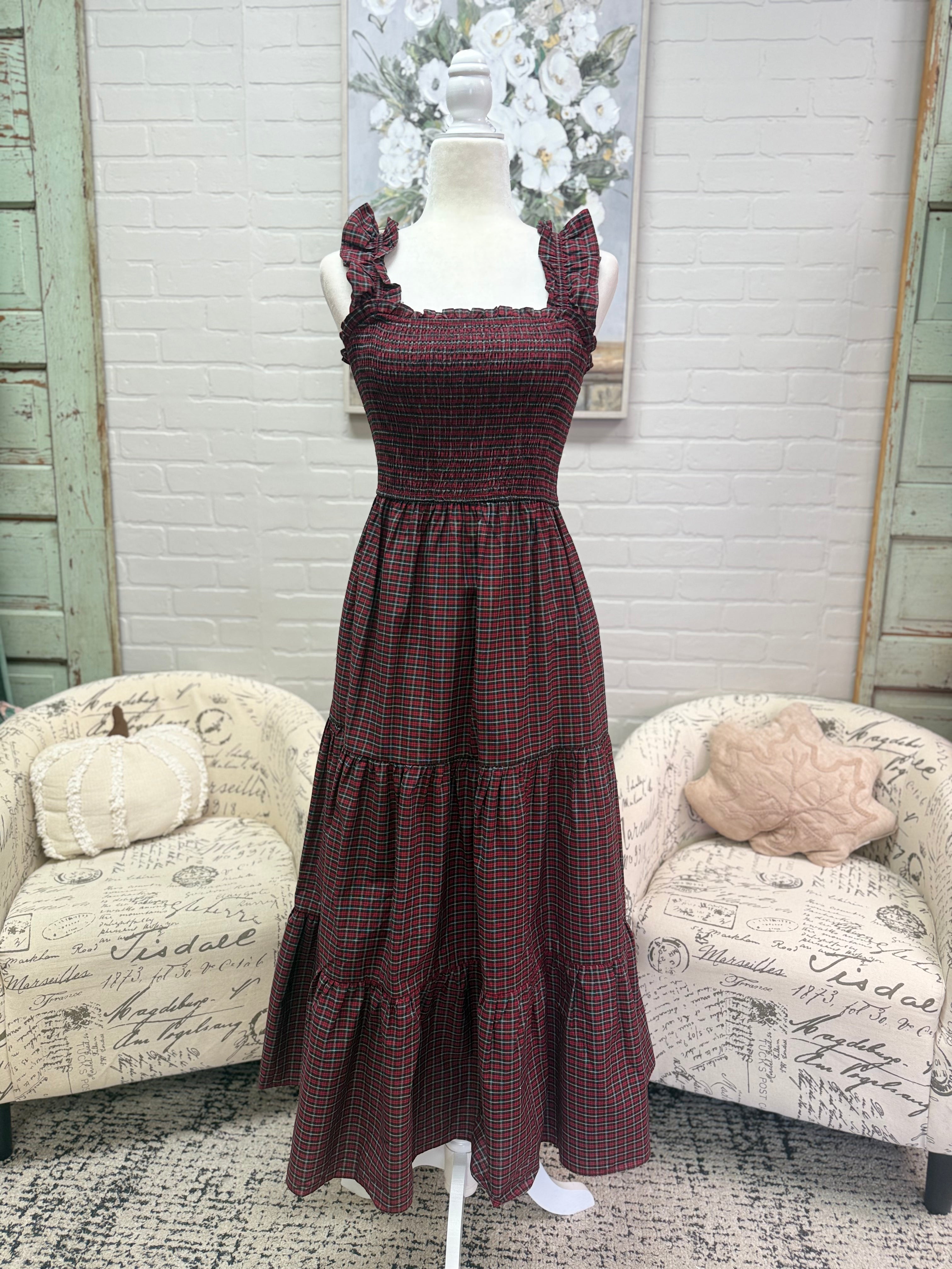 Red & Green Gingham Dress