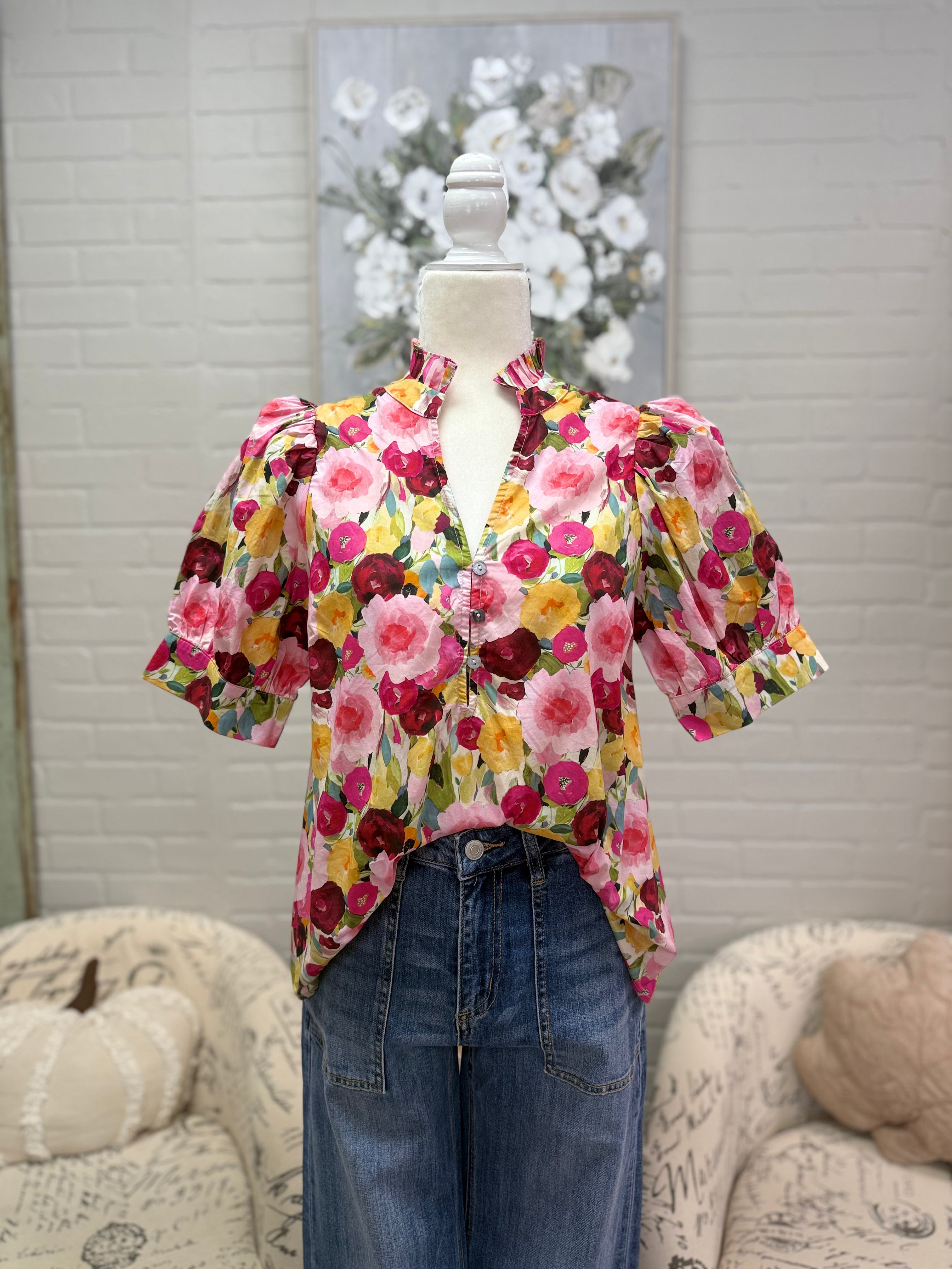 Wine Floral Top