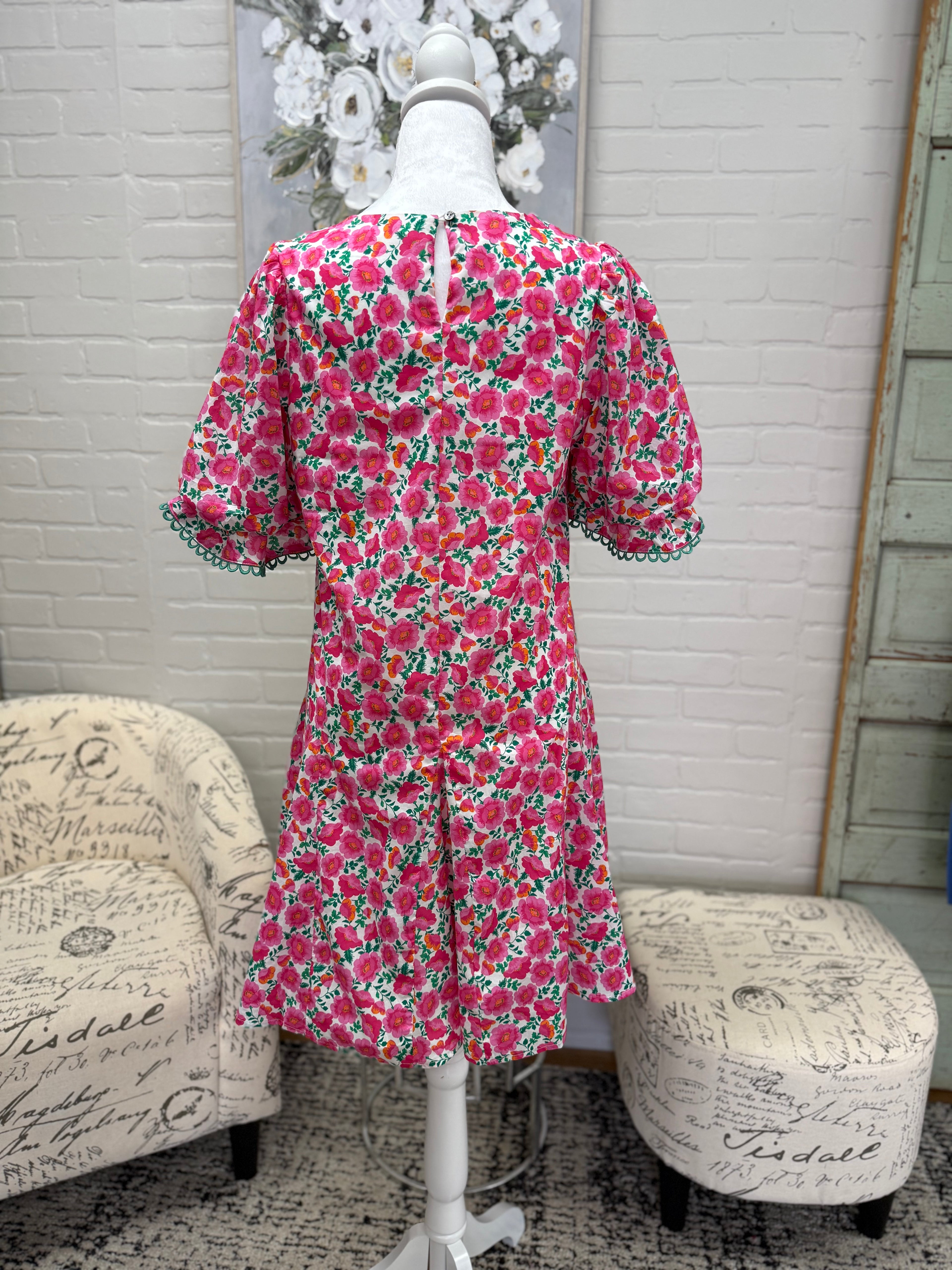 Pink Flower Mini Dress