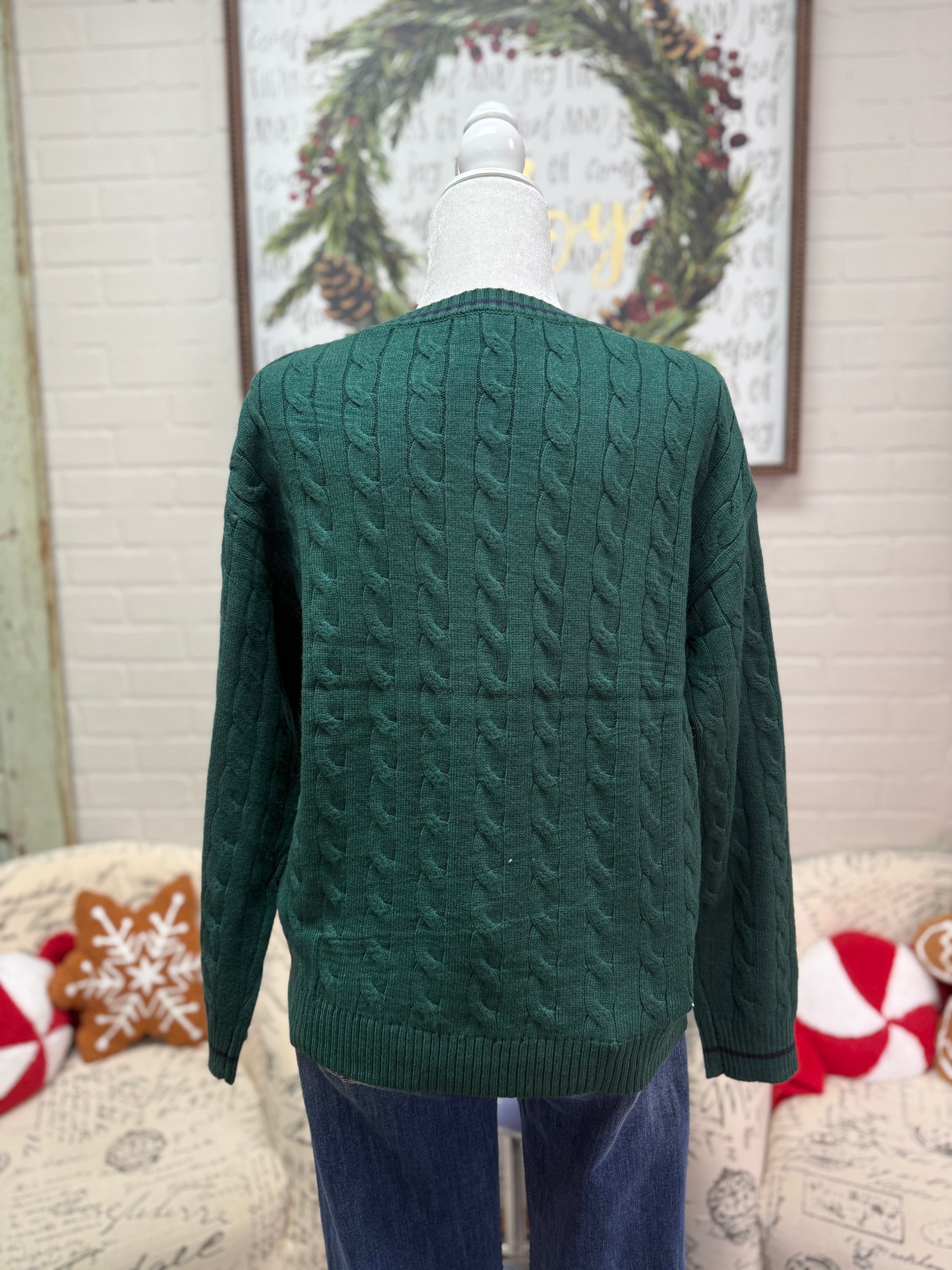 Hunter Green Cable Knit Sweater