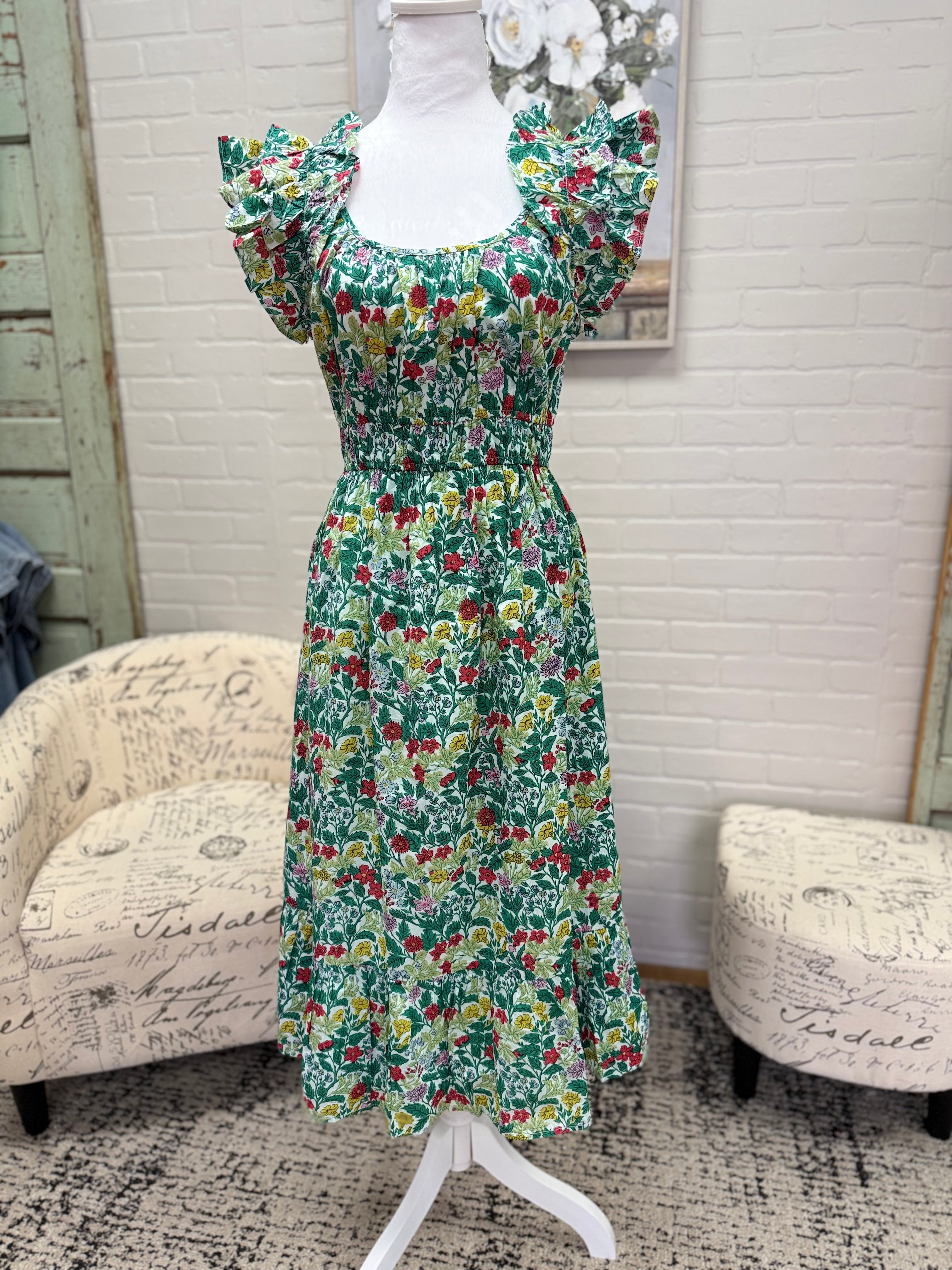 Green Garden Midi Dress