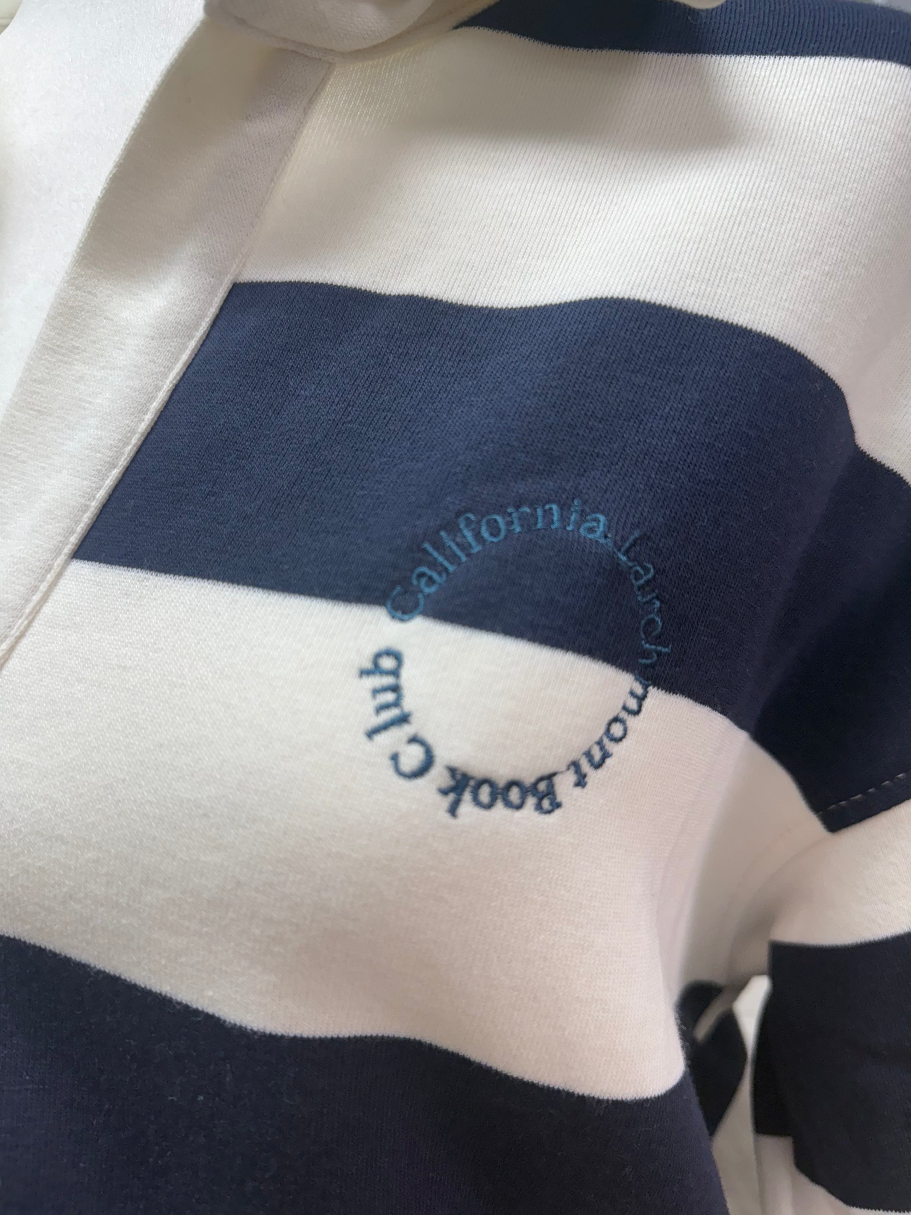 Navy Striped Long Sleeved Polo