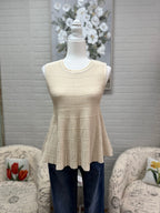 Cream Ribbed Peplum Top