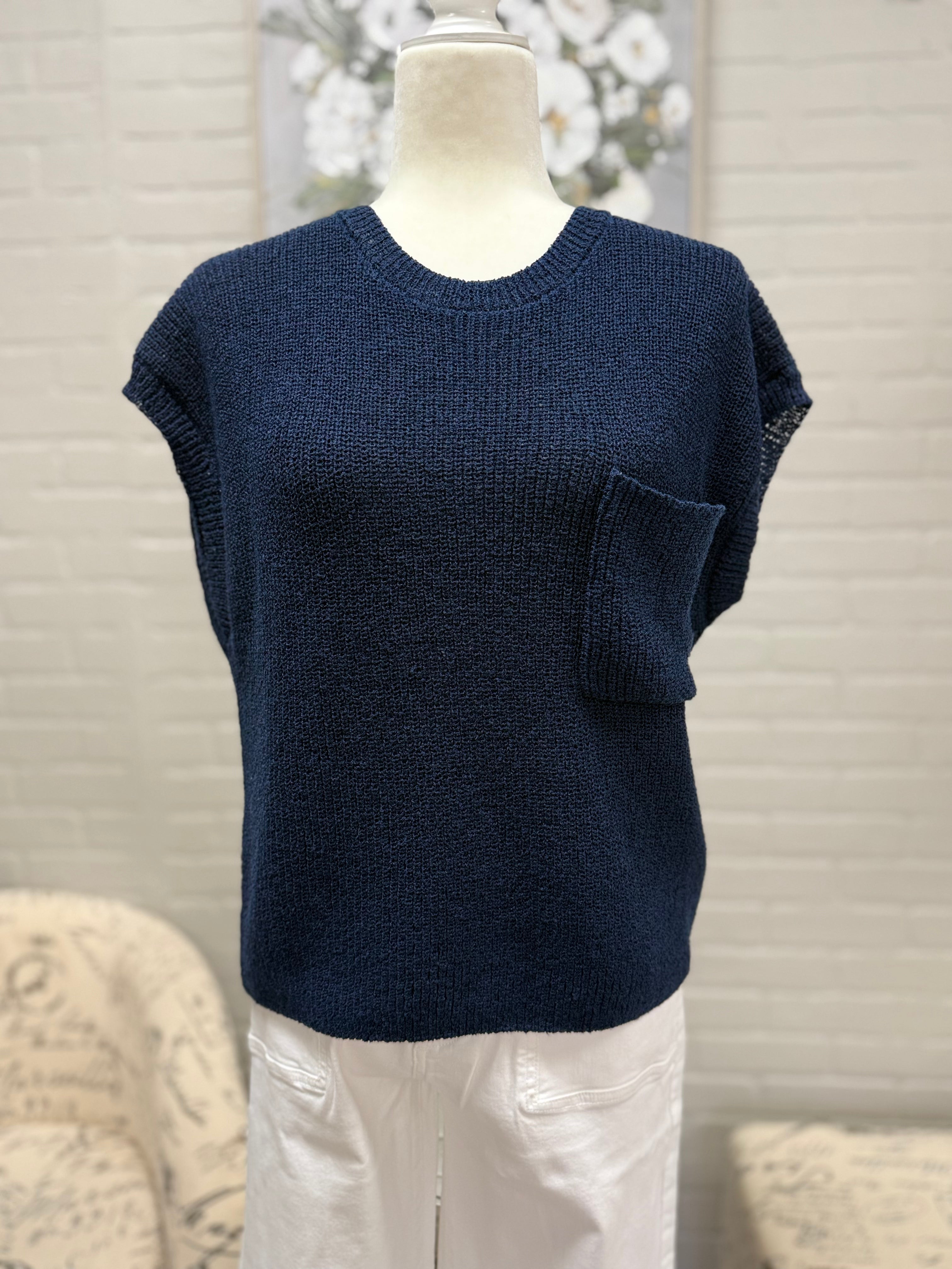 Navy Crewneck Batwing Sweater