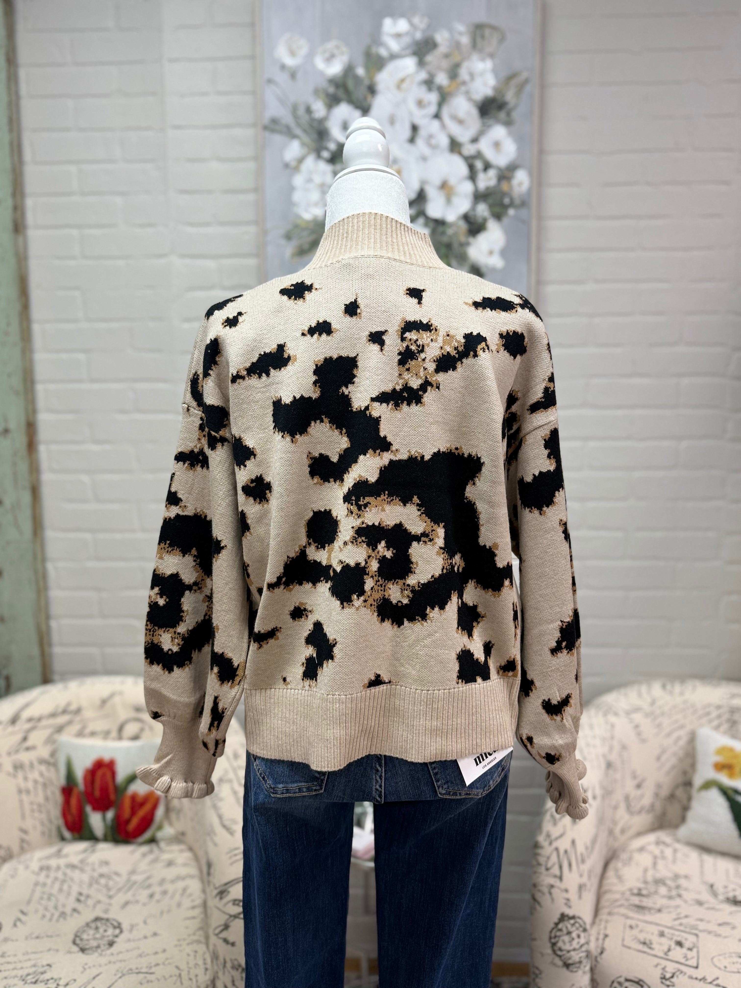 Abstract Zip-Up Pullover