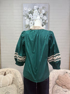 Hunter Green Contrast Trim Top
