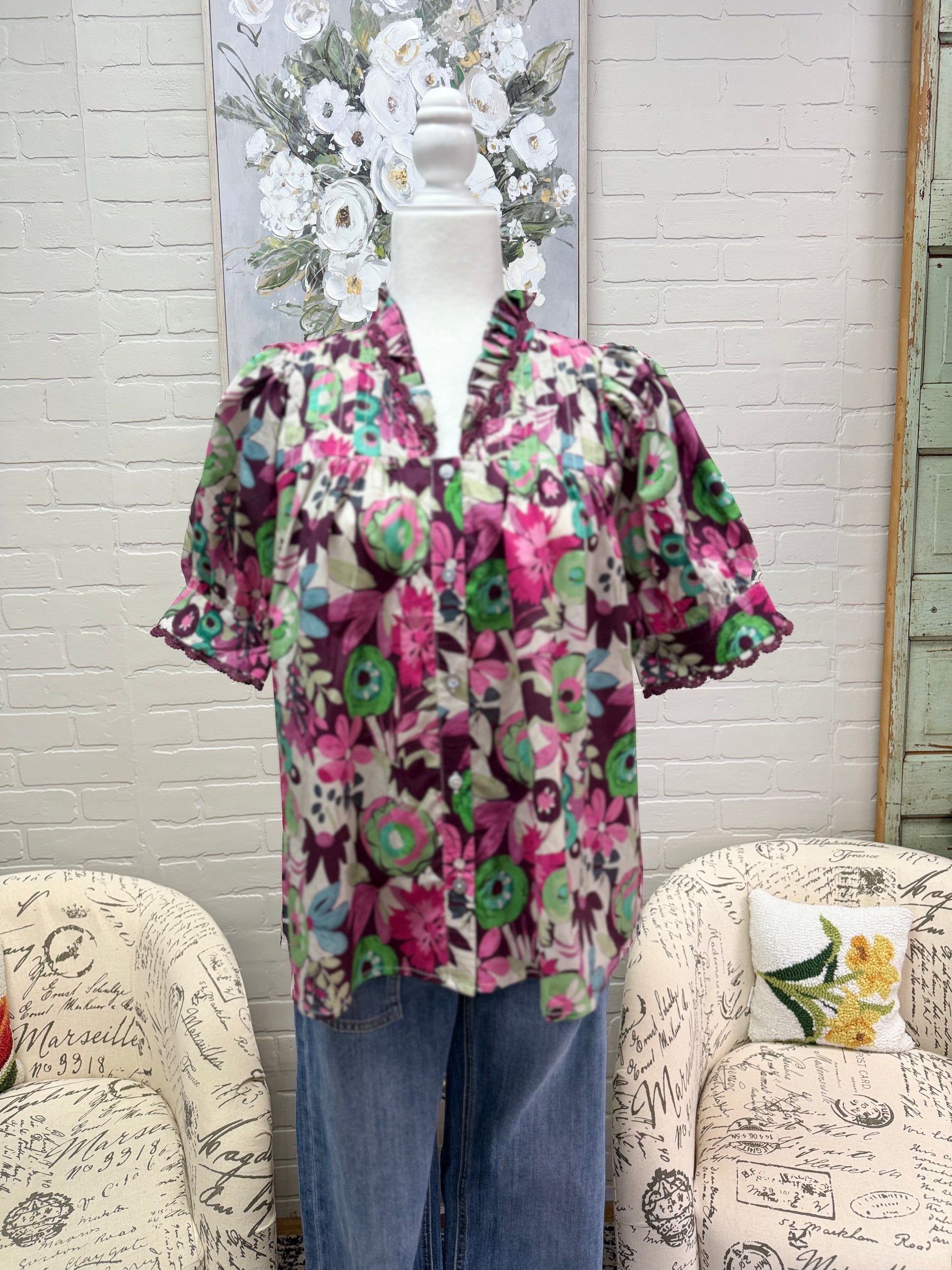 Plum Multi-Floral Top