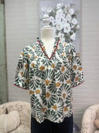 Olive Ruffle Printed Top