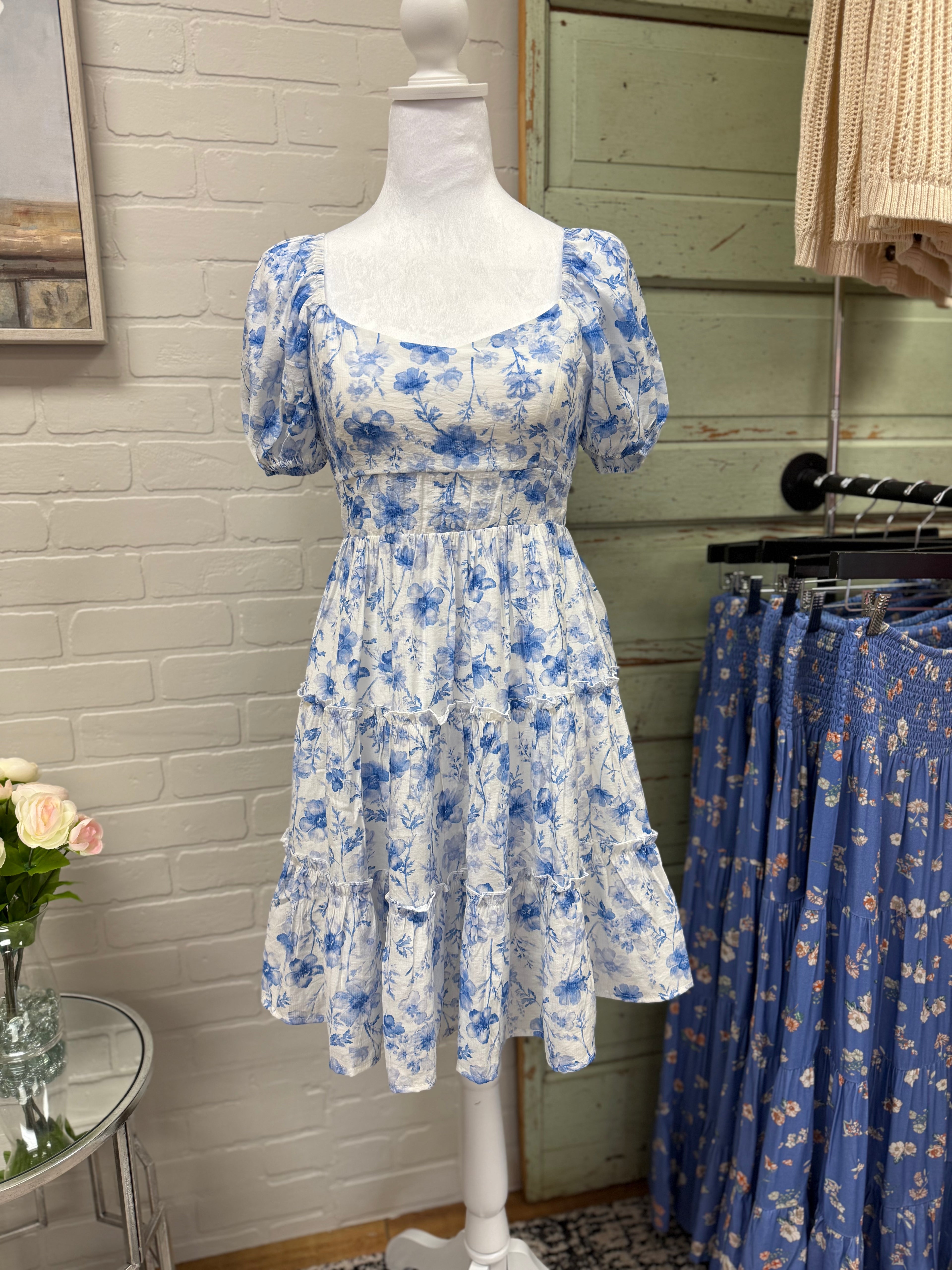 Blue Floral Mini Dress